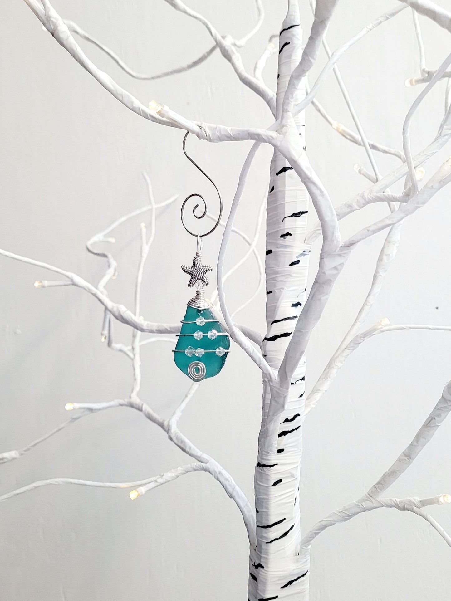 Genuine Sea Glass Christmas Tree Pendant/Sea Glass Christmas Tree Ornament/Coastal Ornament/Beach Decor/10d