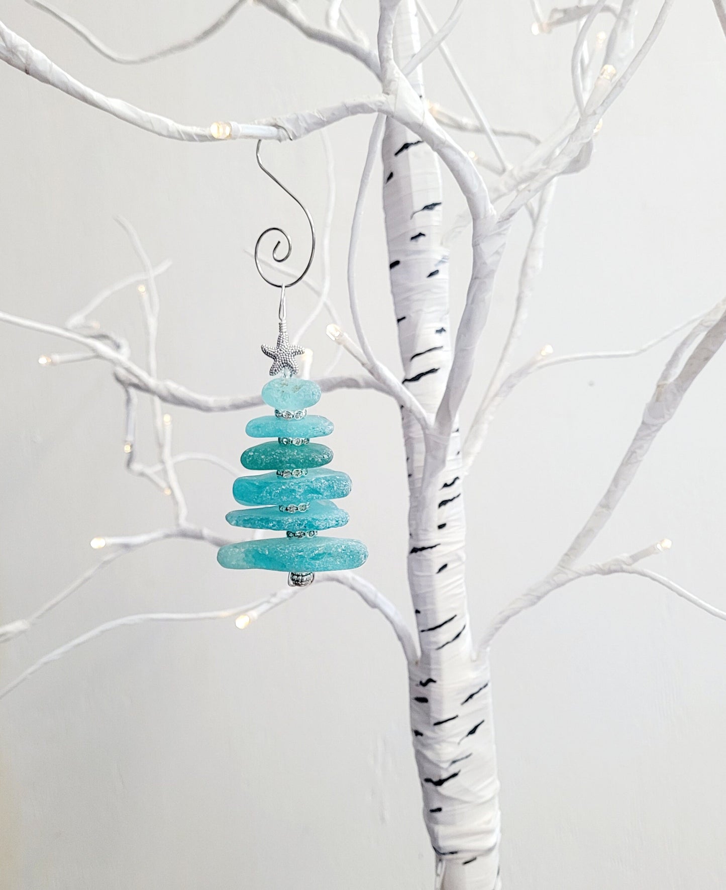 Sea Glass Christmas Tree Ornament/Sea Glass Pine Tree Ornament/Genuine Sea Glass Tree Ornament/233