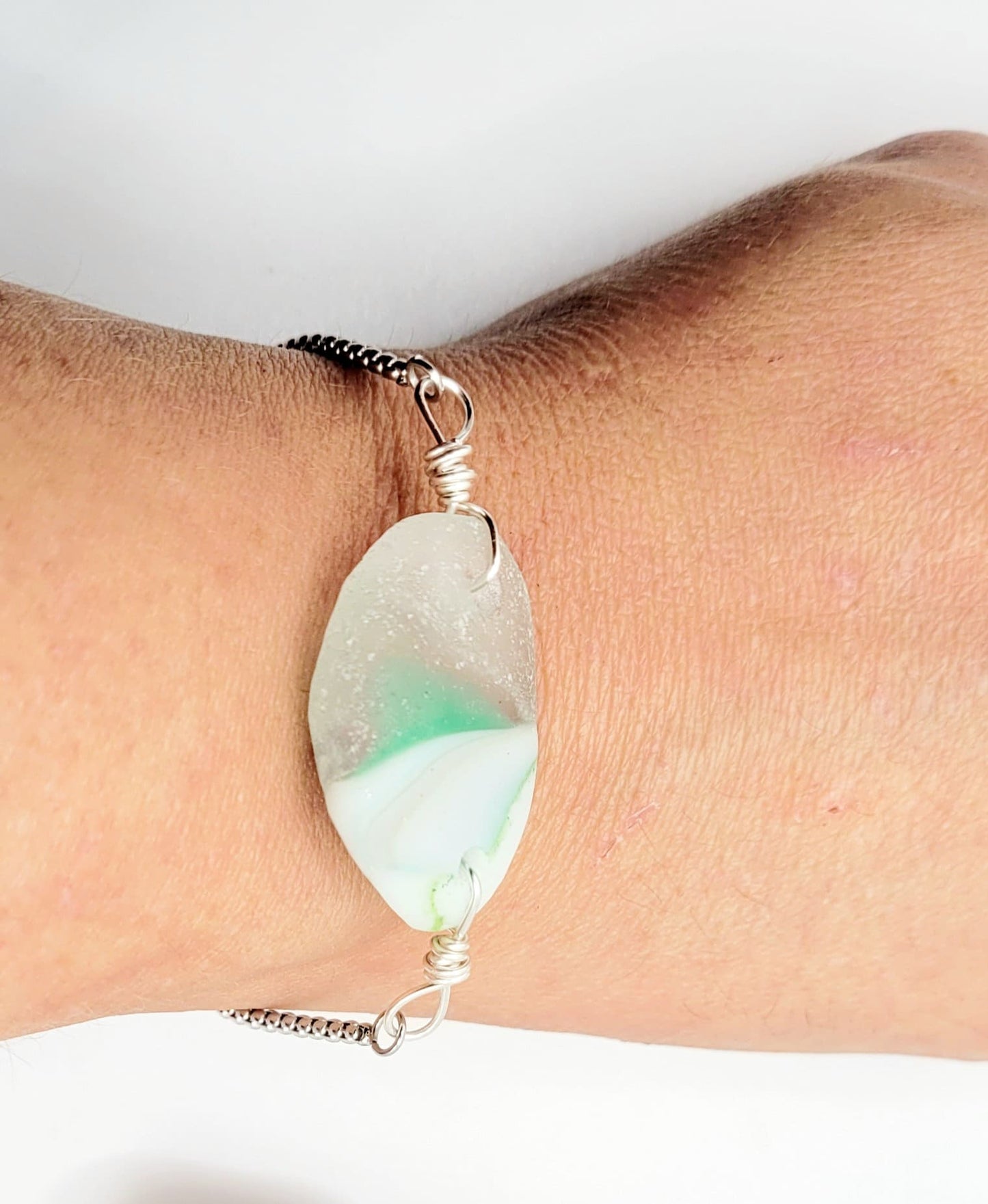 Genuine Sea Glass/Sea Glass Jewelry/Rare Art Glass/Sea Glass  Bracelet/Sea Glass Charm/ Nautical Coastal Bracelet/Unique Gift