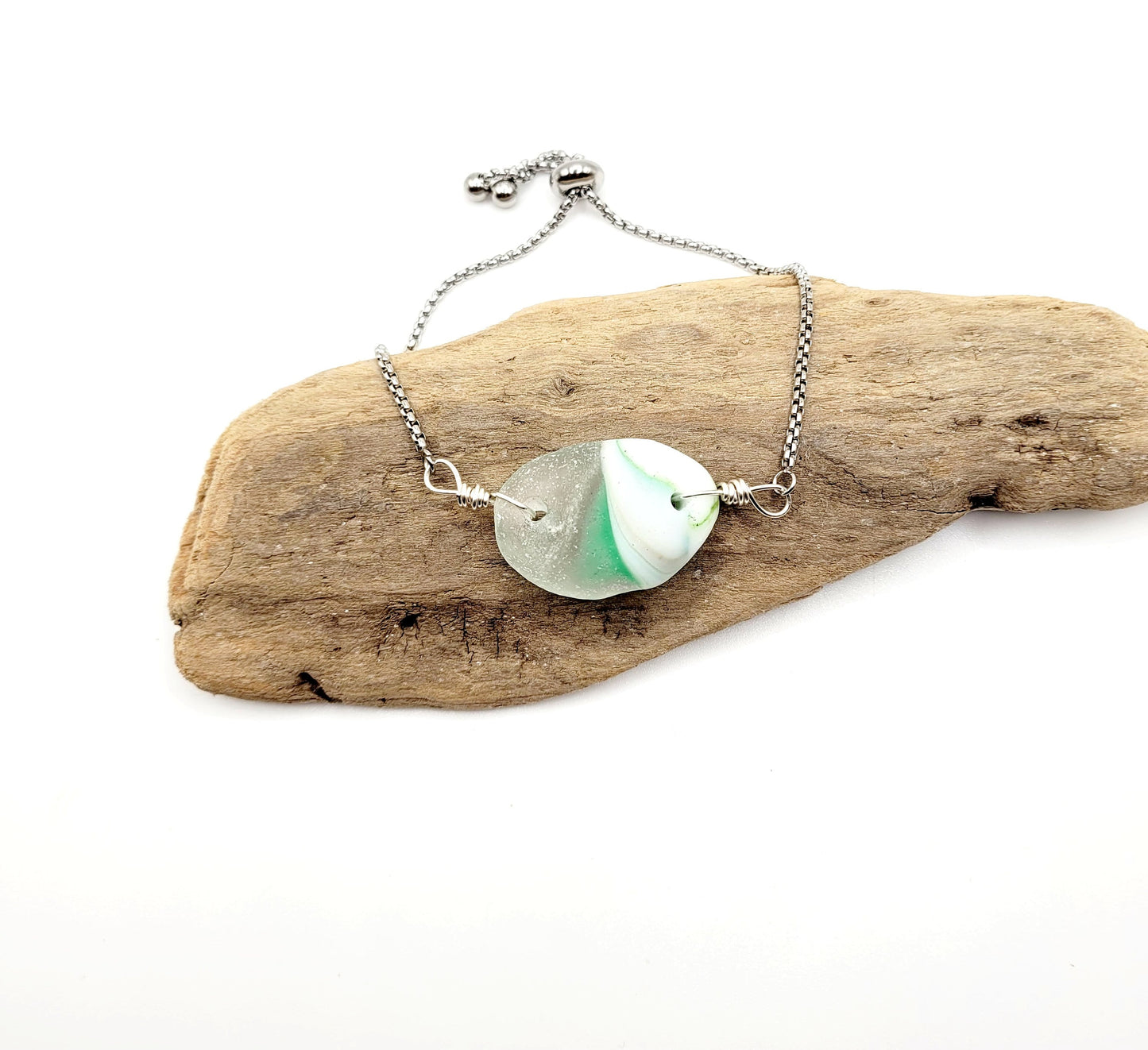 Genuine Sea Glass/Sea Glass Jewelry/Rare Art Glass/Sea Glass  Bracelet/Sea Glass Charm/ Nautical Coastal Bracelet/Unique Gift