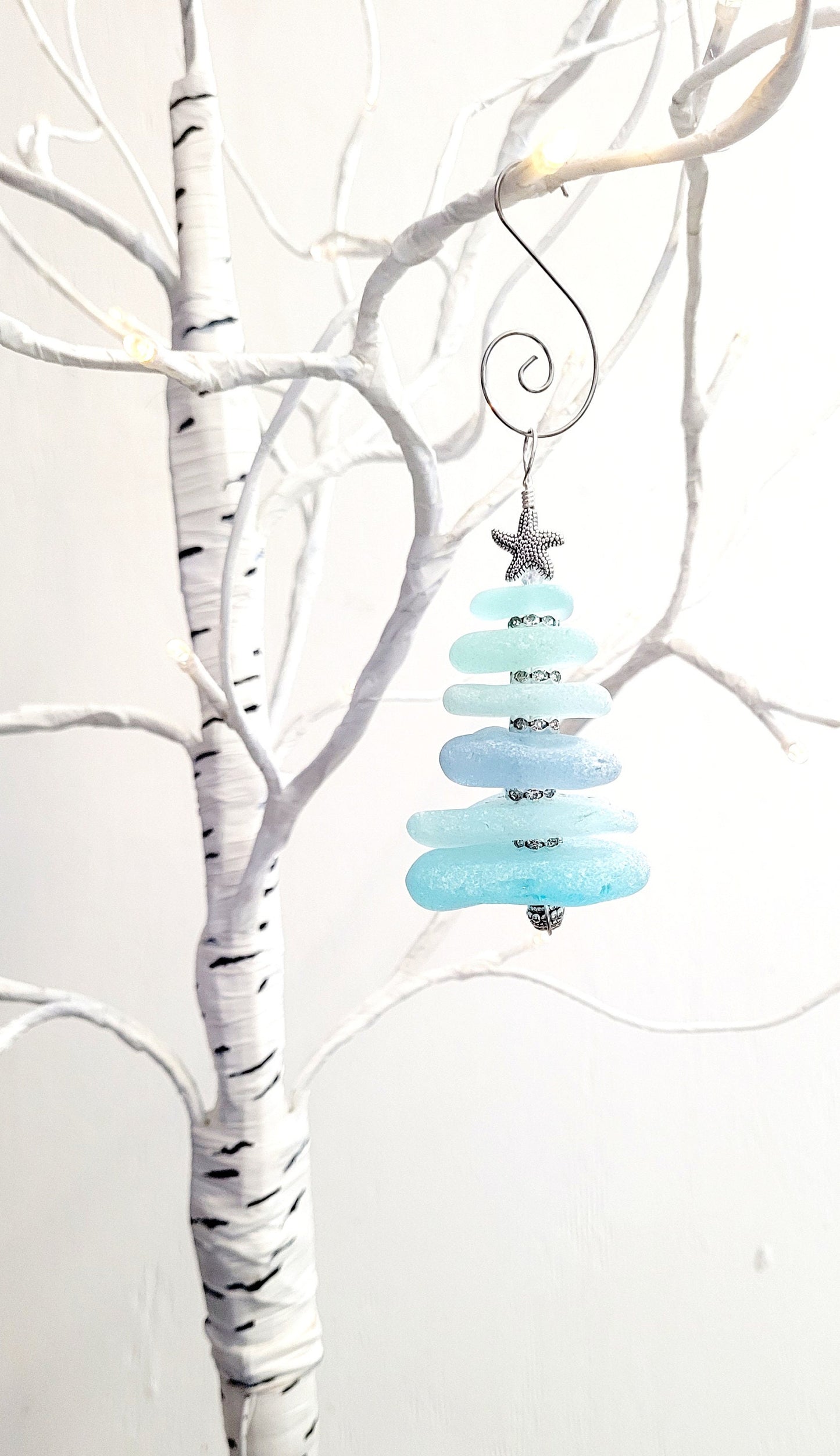 Sea Glass Christmas Tree Ornament/Sea Glass Pine Tree Ornament/Genuine Sea Glass Tree Ornament/236