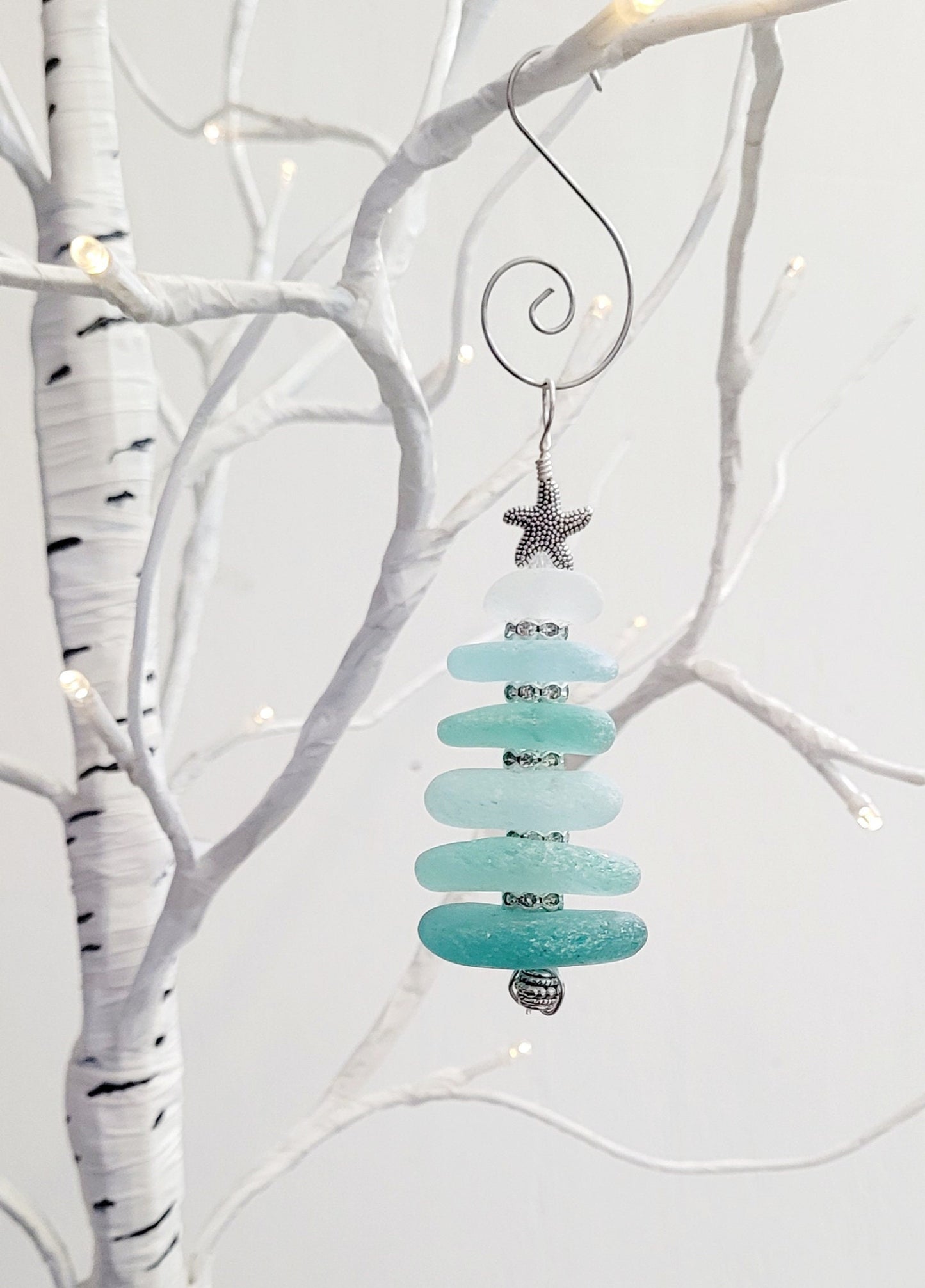 Sea Glass Christmas Tree Ornament/Sea Glass Pine Tree Ornament/Genuine Sea Glass Tree Ornament/238