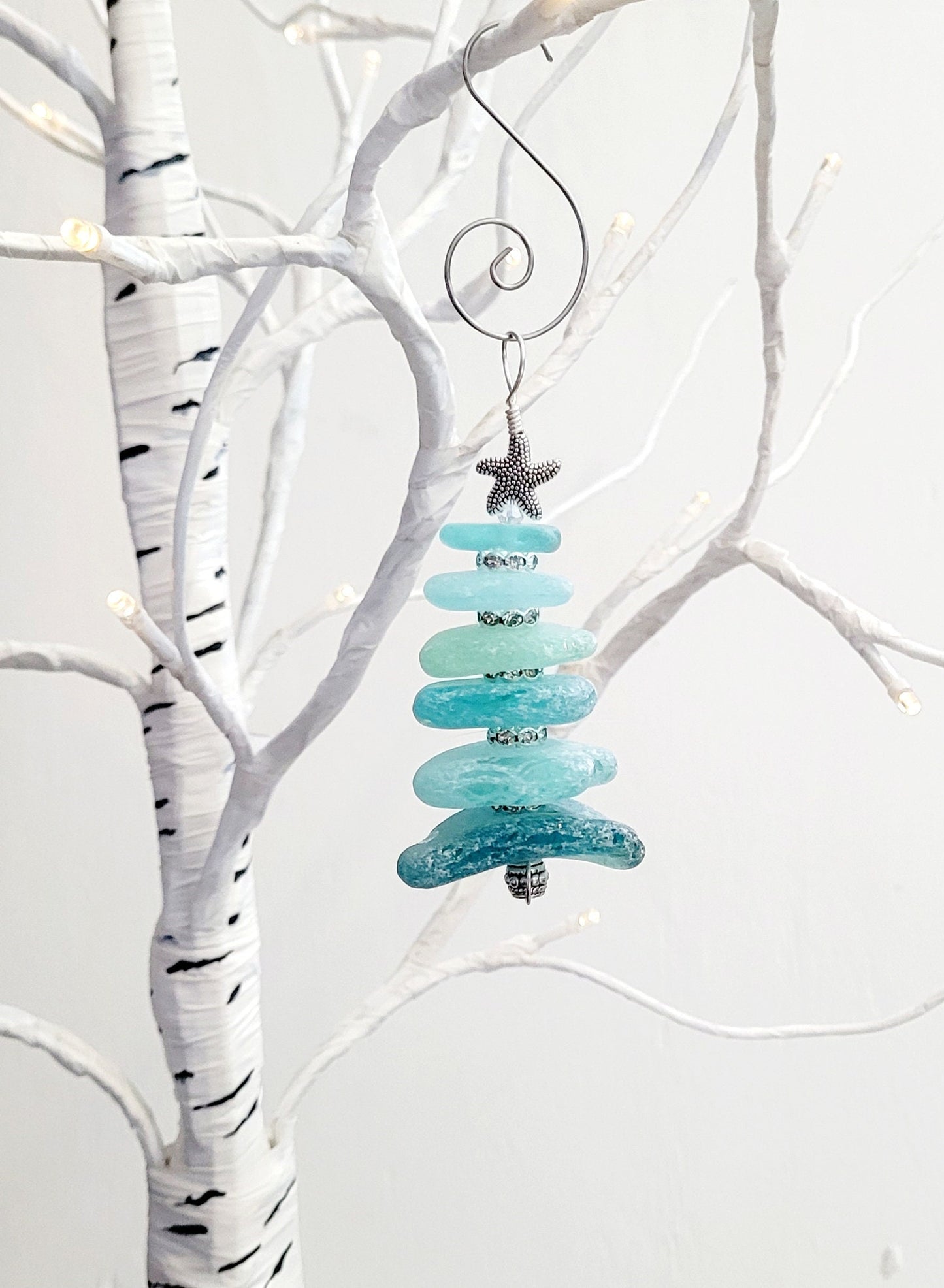 Sea Glass Christmas Tree Ornament/Sea Glass Pine Tree Ornament/Genuine Sea Glass Tree Ornament/239