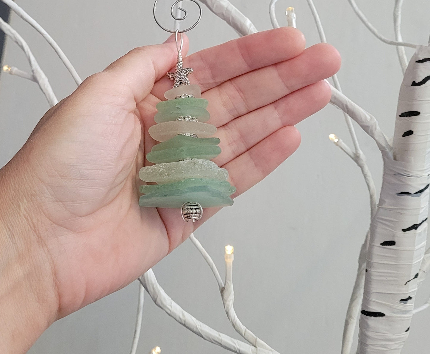 Sea Glass Christmas Tree Ornament/Sea Glass Pine Tree Ornament/Genuine Sea Glass Tree Ornament/240