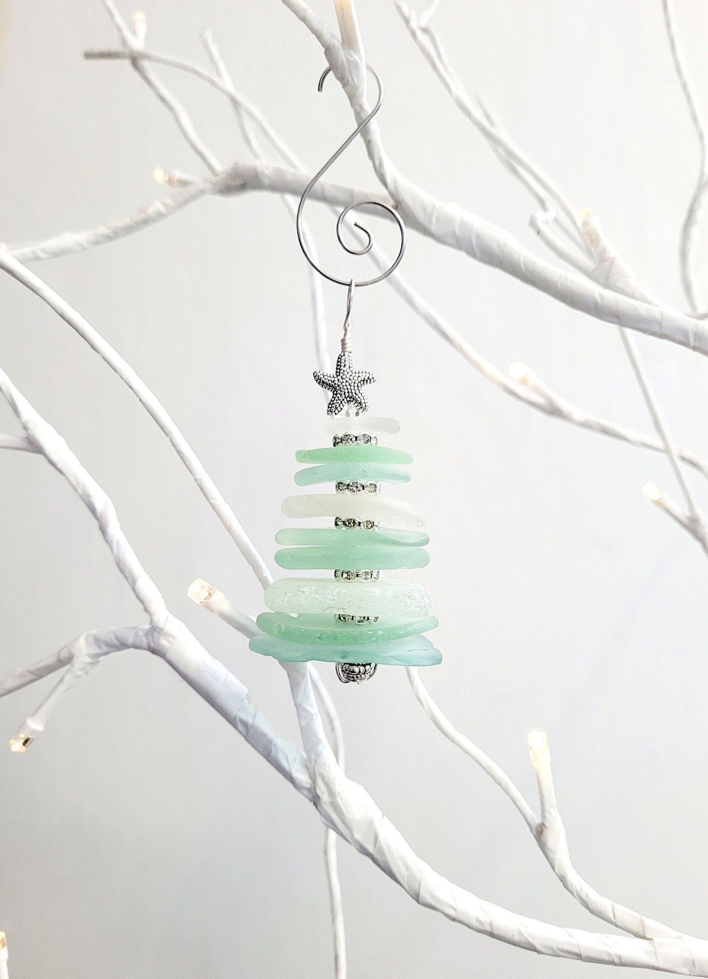 Sea Glass Christmas Tree Ornament/Sea Glass Pine Tree Ornament/Genuine Sea Glass Tree Ornament/240