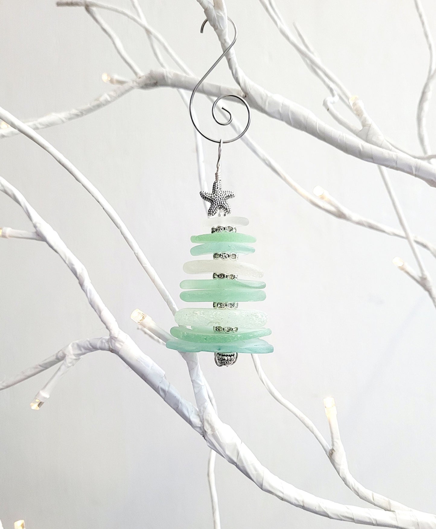 Sea Glass Christmas Tree Ornament/Sea Glass Pine Tree Ornament/Genuine Sea Glass Tree Ornament/240