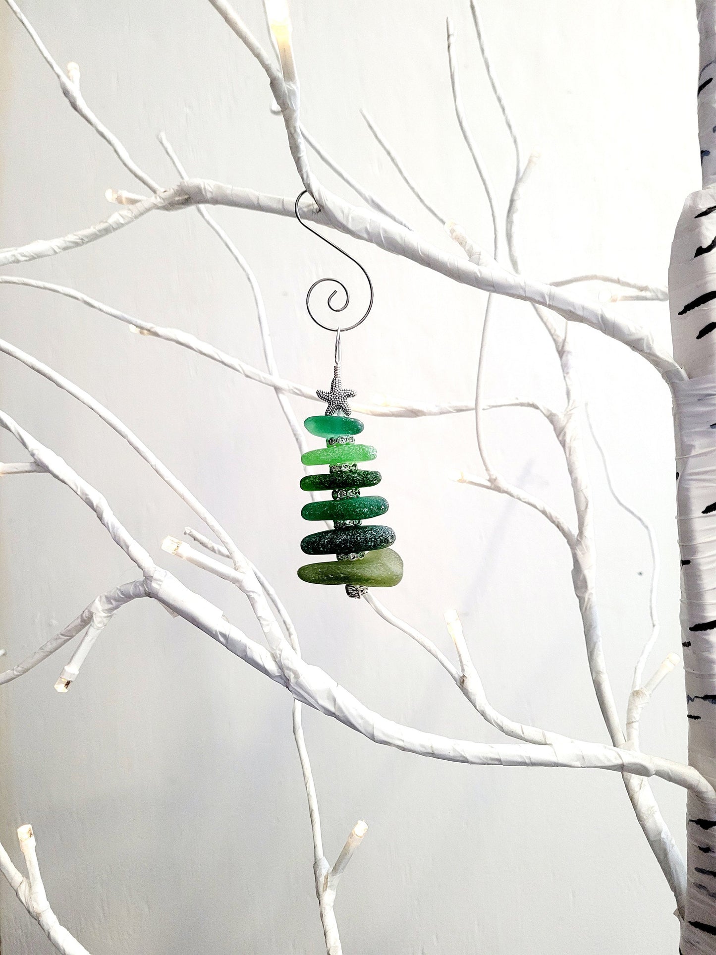 Sea Glass Christmas Tree Ornament/Sea Glass Pine Tree Ornament/Genuine Sea Glass Tree Ornament/248