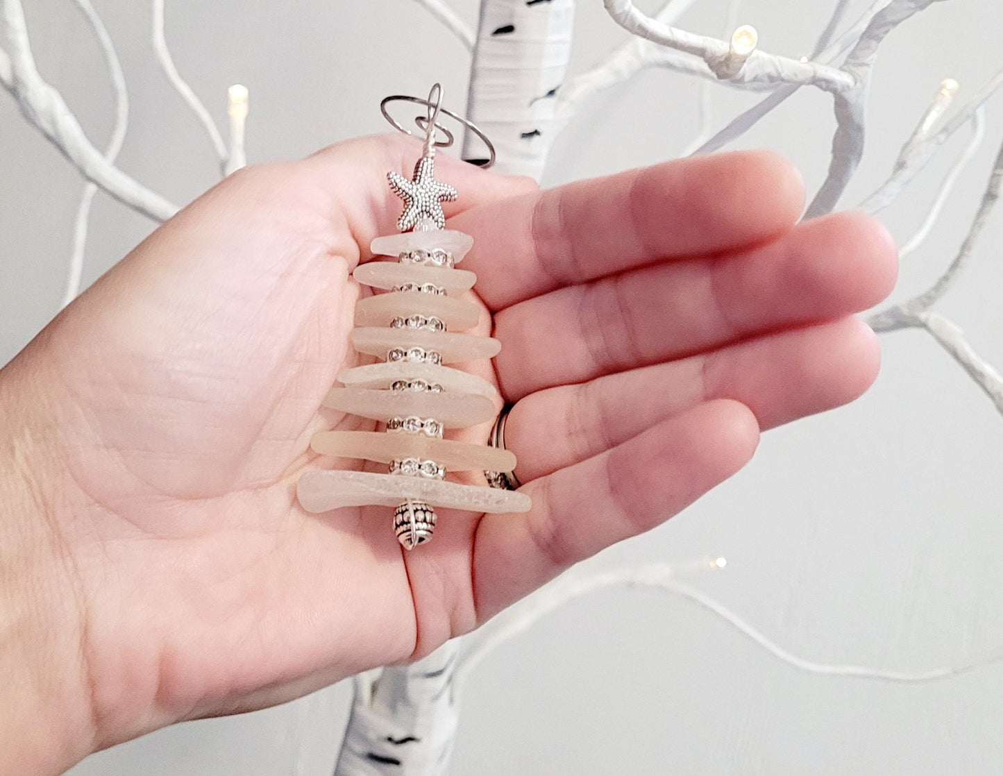 Sea Glass Christmas Tree Ornament/Sea Glass Pine Tree Ornament/Genuine Sea Glass Tree Ornament/249