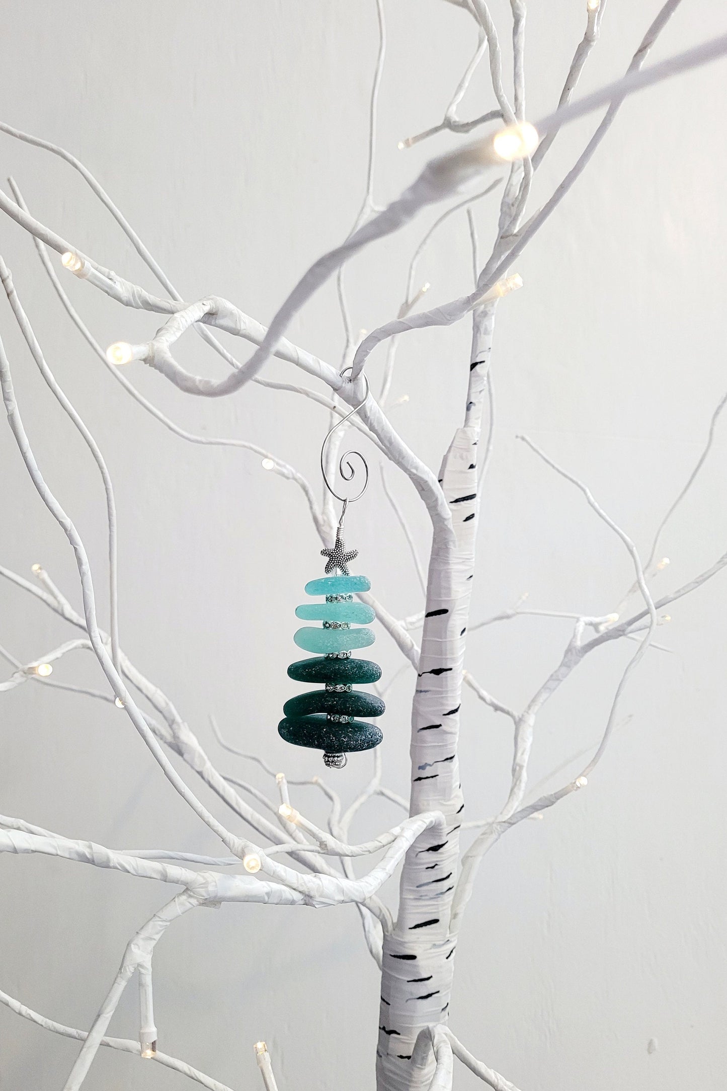 Sea Glass Christmas Tree Ornament/Sea Glass Pine Tree Ornament/Genuine Sea Glass Tree Ornament/253