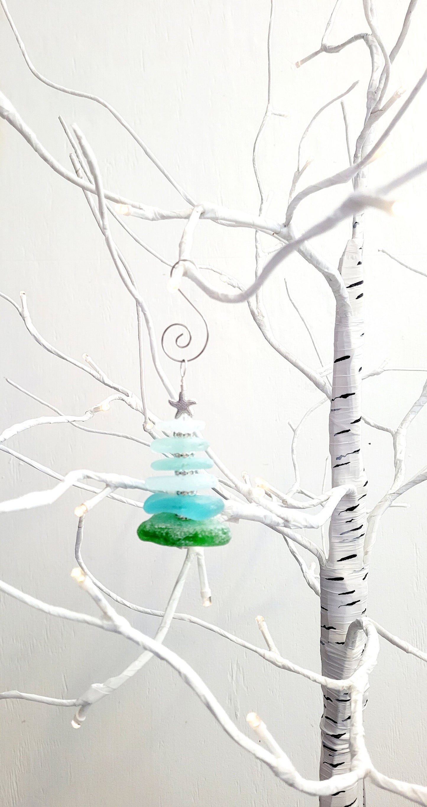 Sea Glass Christmas Tree Ornament/Sea Glass Pine Tree Ornament/Genuine Sea Glass Tree Ornament/254