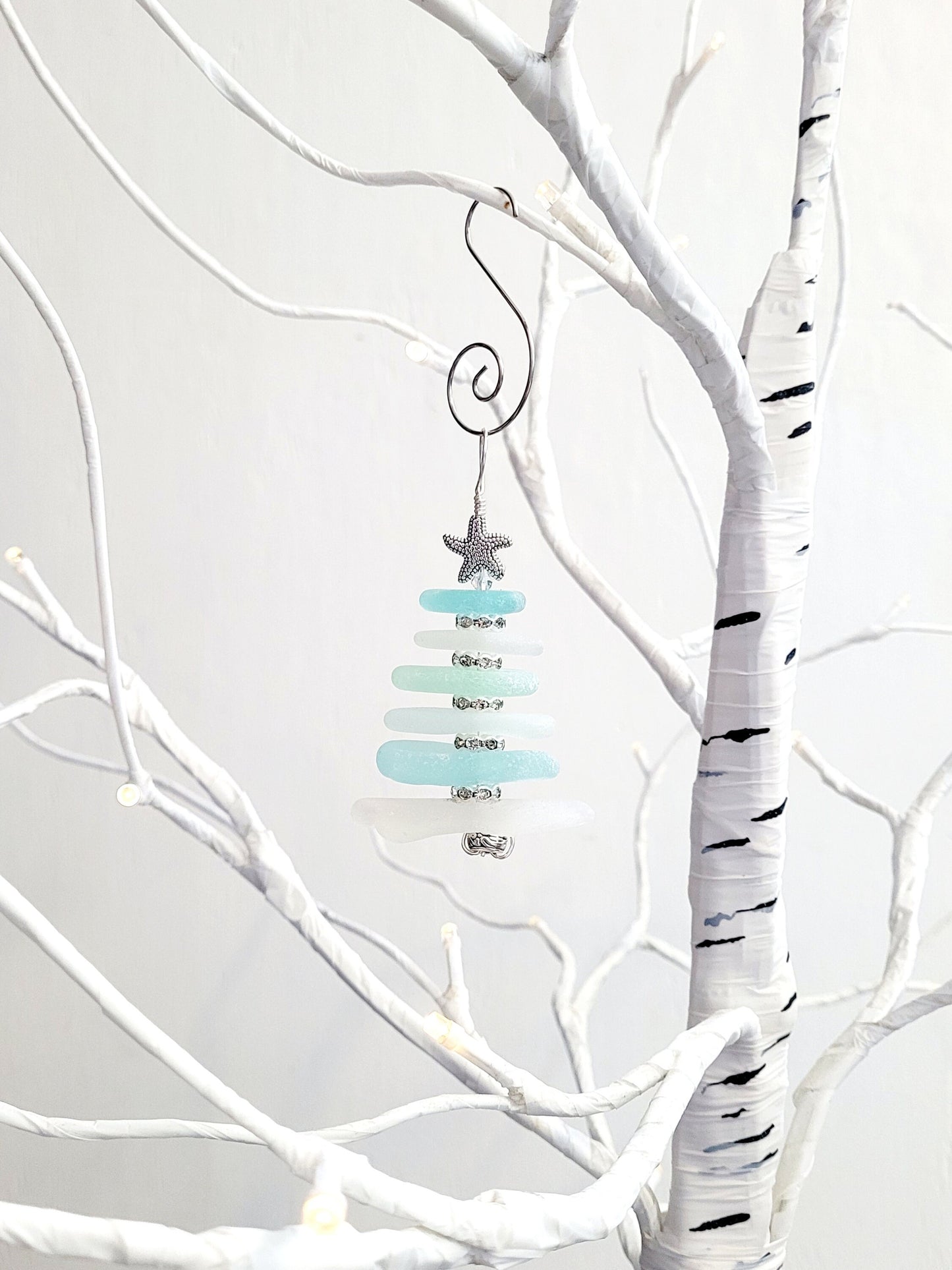 Sea Glass Christmas Tree Ornament/Sea Glass Pine Tree Ornament/Genuine Sea Glass Tree Ornament/258