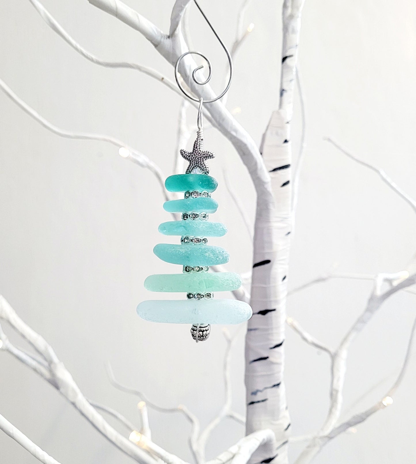 Sea Glass Christmas Tree Ornament/Sea Glass Pine Tree Ornament/Genuine Sea Glass Tree Ornament/260