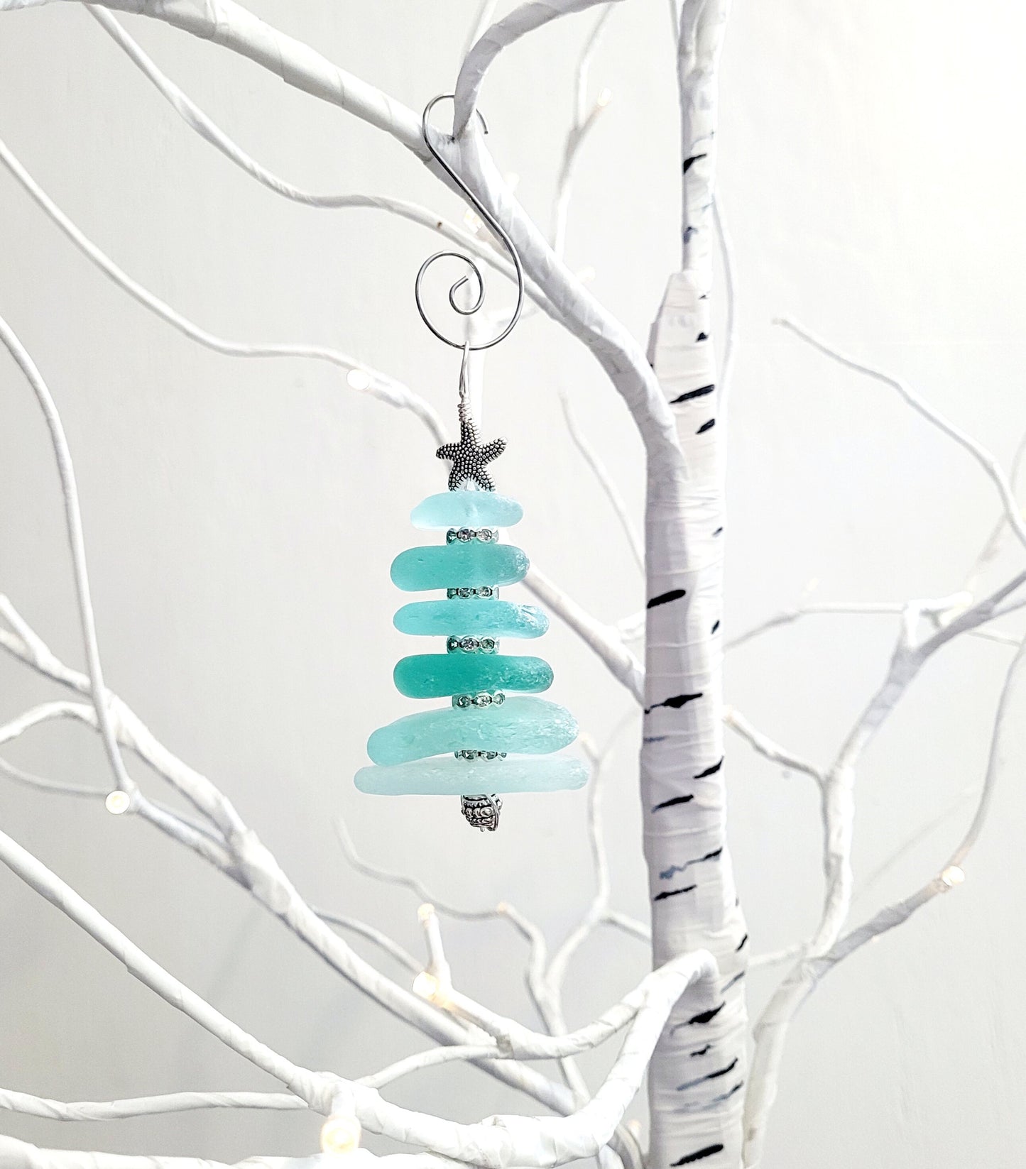 Sea Glass Christmas Tree Ornament/Sea Glass Pine Tree Ornament/Genuine Sea Glass Tree Ornament/263