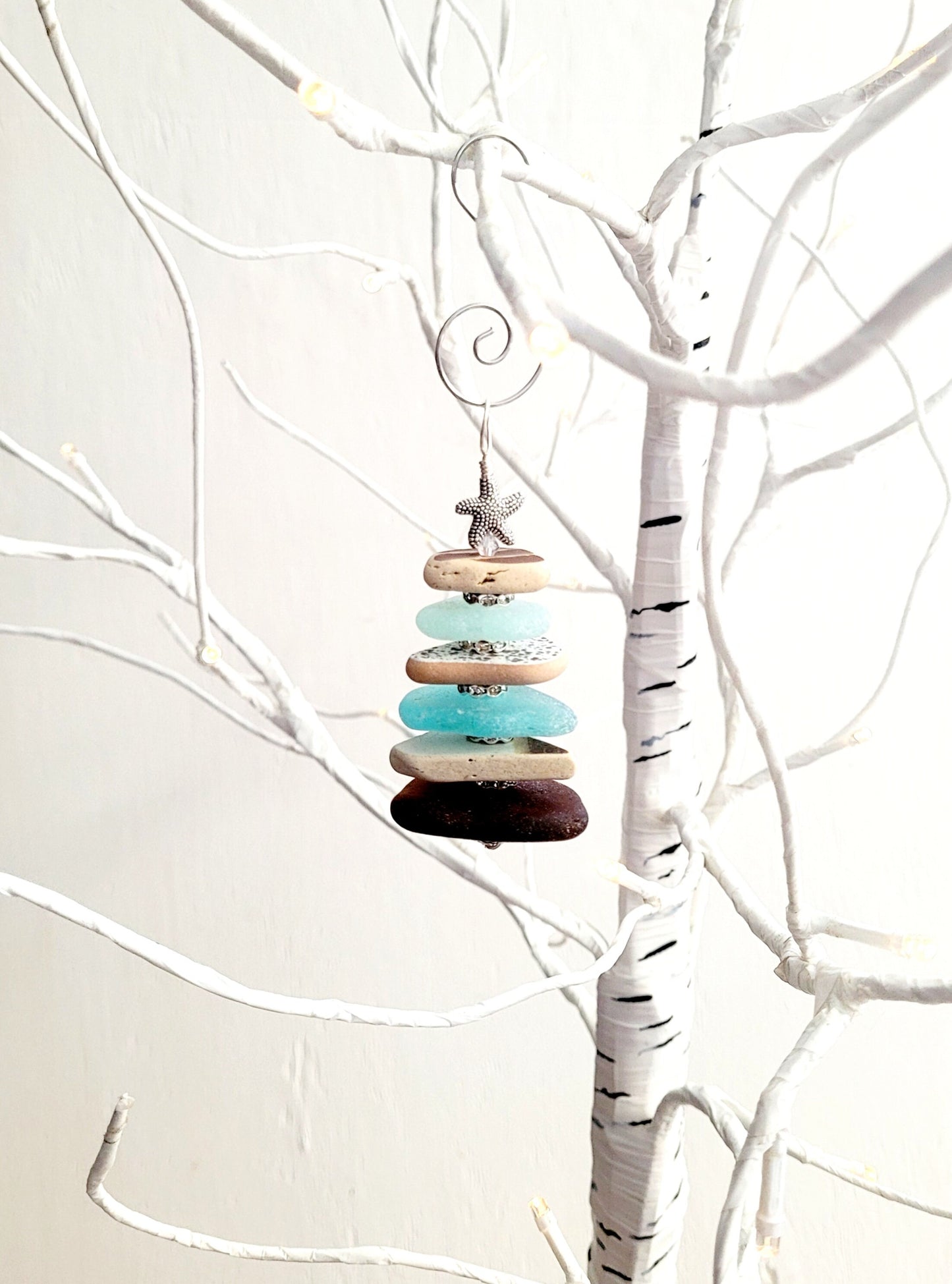 Sea Glass Christmas Tree Ornament/Sea Glass Pine Tree Ornament/Genuine Sea Glass Tree Ornament/273