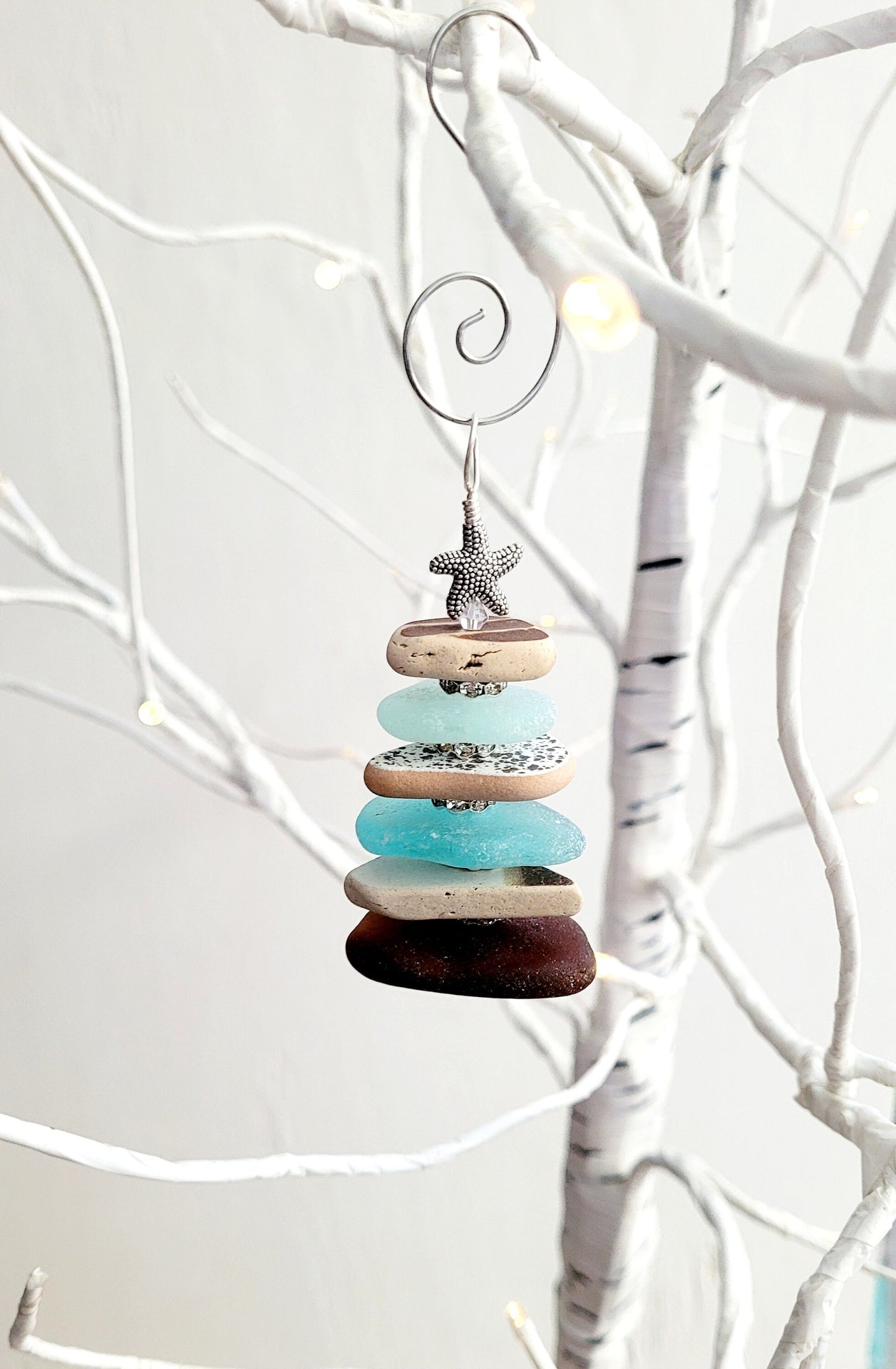 Sea Glass Christmas Tree Ornament/Sea Glass Pine Tree Ornament/Genuine Sea Glass Tree Ornament/273