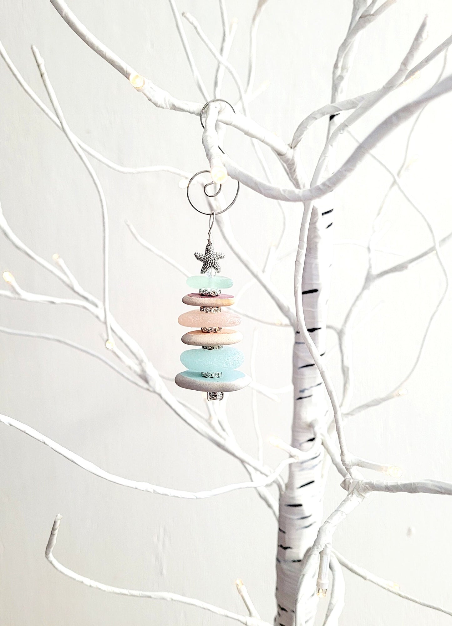 Sea Glass Christmas Tree Ornament/Sea Glass Pine Tree Ornament/Genuine Sea Glass Tree Ornament/274