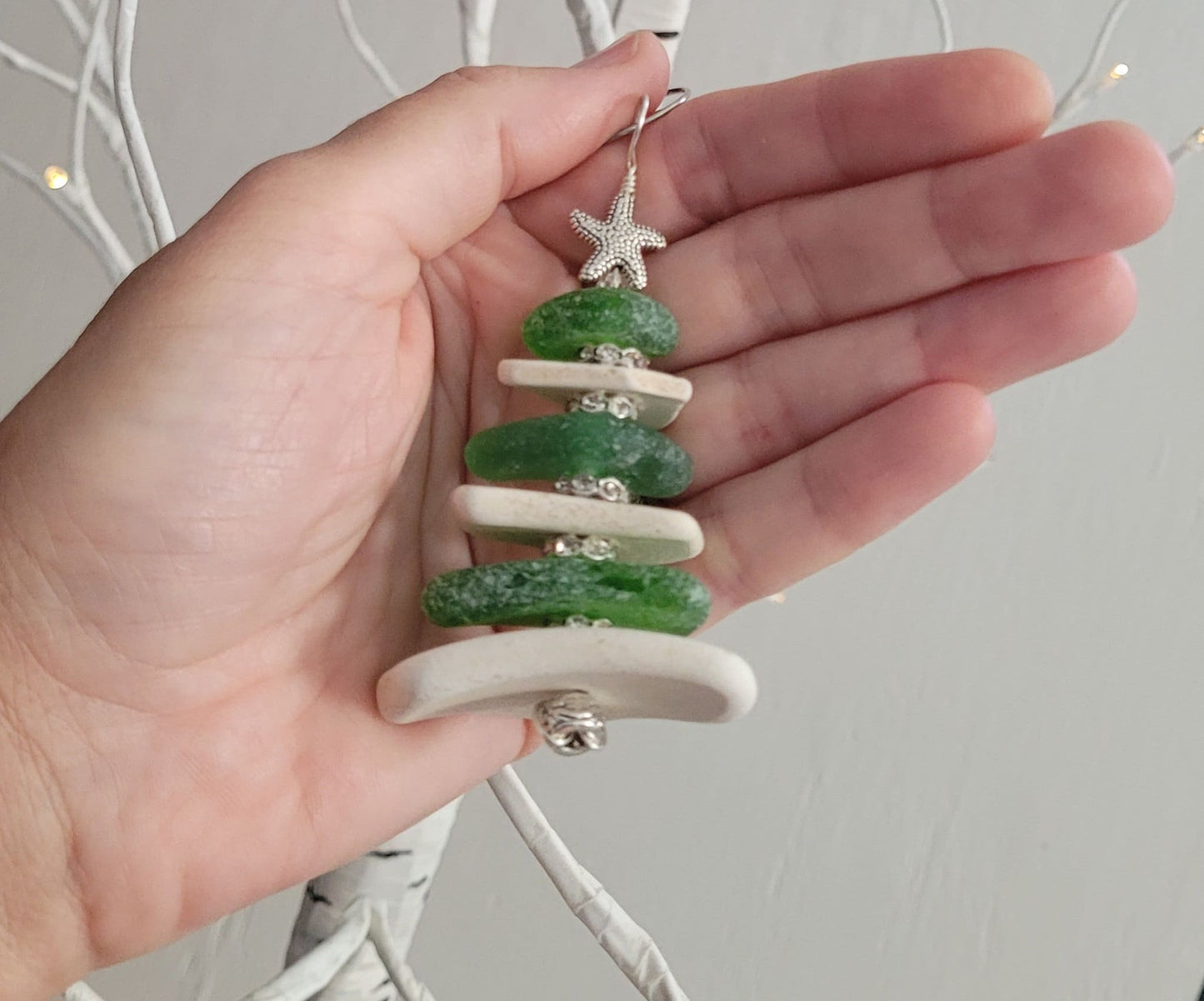 Sea Glass Christmas Tree Ornament/Sea Glass Pine Tree Ornament/Genuine Sea Glass Tree Ornament/275