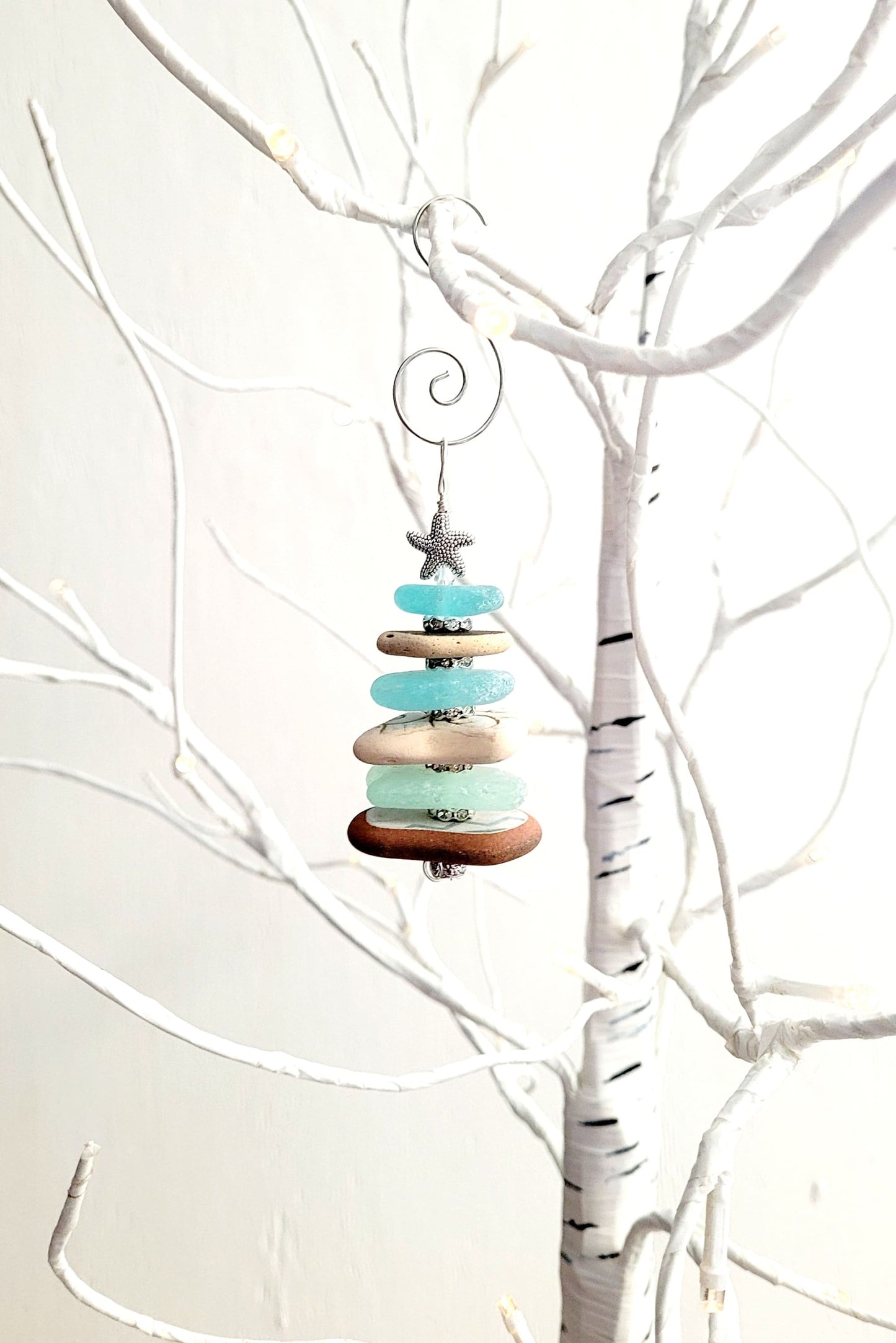 Sea Glass Christmas Tree Ornament/Sea Glass Pine Tree Ornament/Genuine Sea Glass Tree Ornament/276