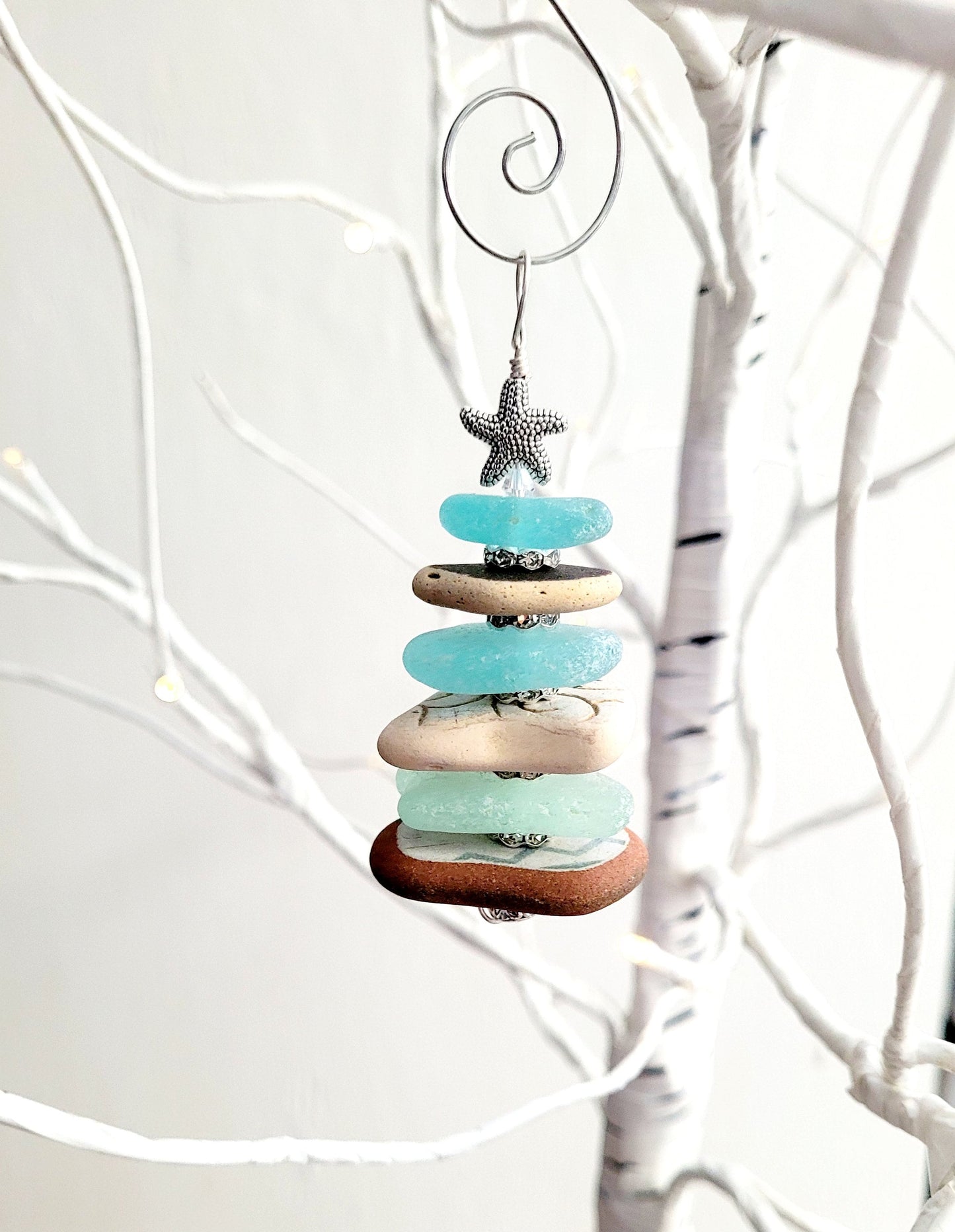 Sea Glass Christmas Tree Ornament/Sea Glass Pine Tree Ornament/Genuine Sea Glass Tree Ornament/276