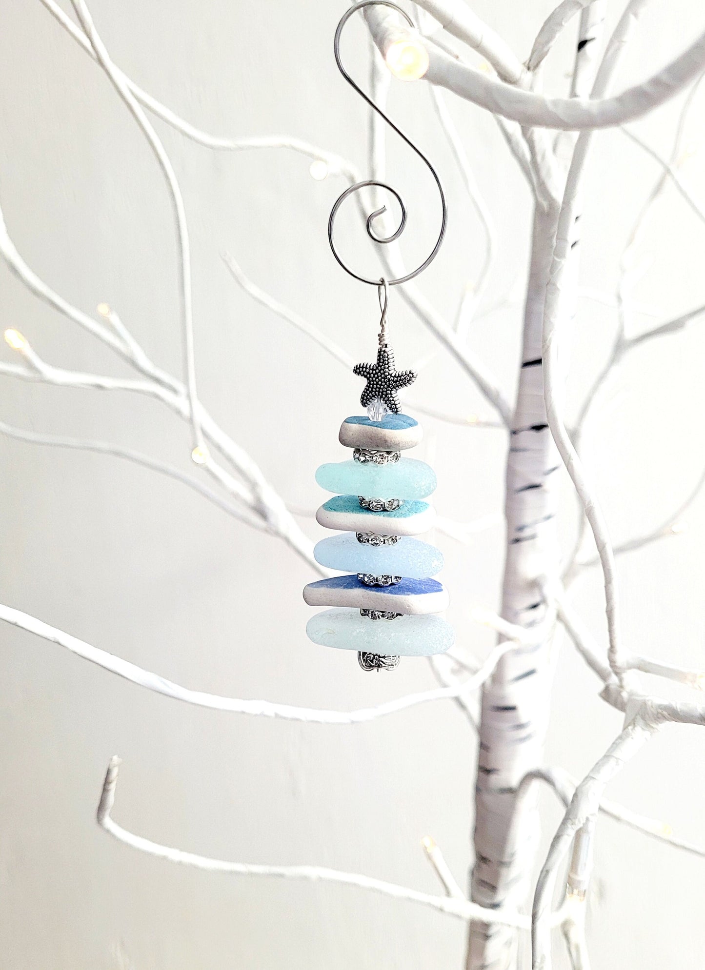 Sea Glass Christmas Tree Ornament/Sea Glass Pine Tree Ornament/Genuine Sea Glass Tree Ornament/282