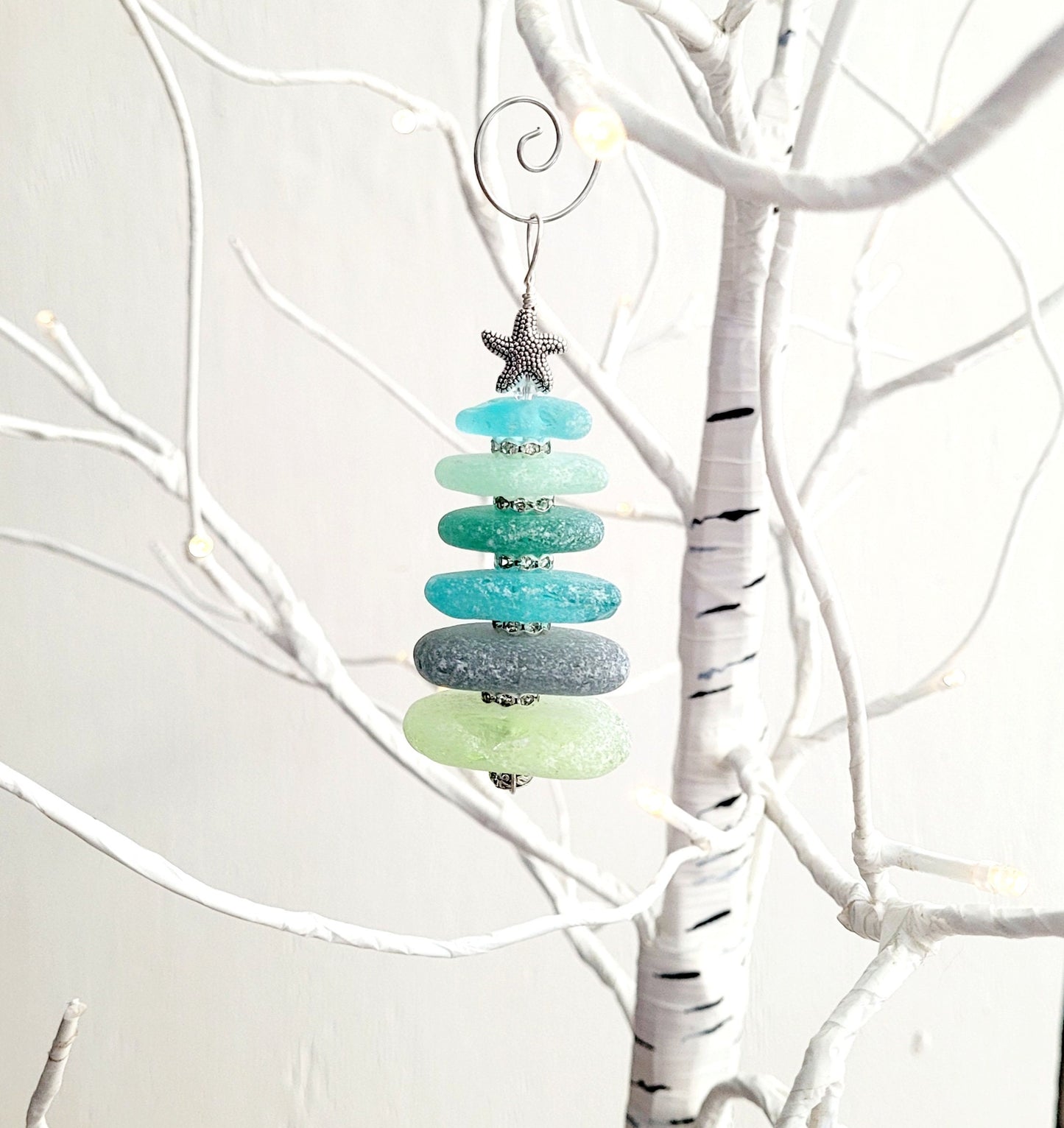 Sea Glass Christmas Tree Ornament/Sea Glass Pine Tree Ornament/Genuine Sea Glass Tree Ornament/284