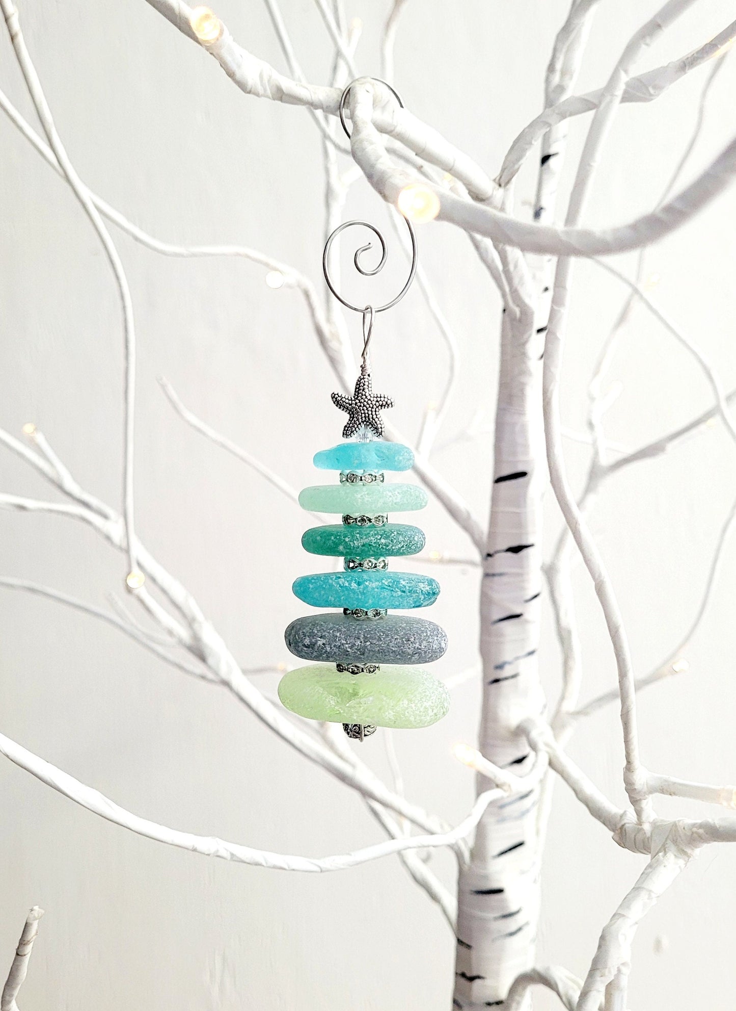 Sea Glass Christmas Tree Ornament/Sea Glass Pine Tree Ornament/Genuine Sea Glass Tree Ornament/284