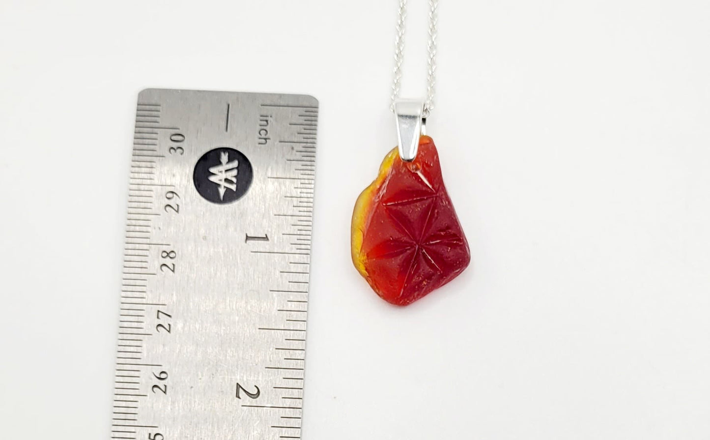 Genuine UV Red Amberina Glass Pendant/Genuine Red Sea Glass Necklace/Dainty Sea Glass Jewelry/Coastal Jewelry/Nautical Pendant/185