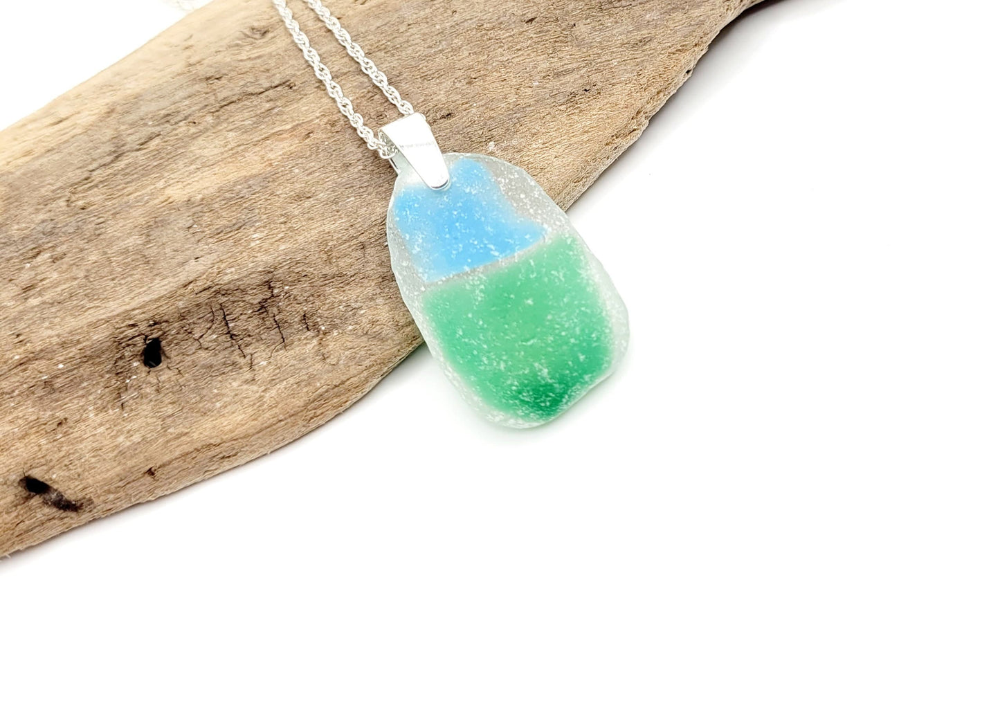 Genuine Sea Glass/Very Rare Art Glass Sea Glass/Sea Glass and Sterling Silver Necklace/Art Sea Glass Pendant/Genuine Sea Glass Jewelry/188