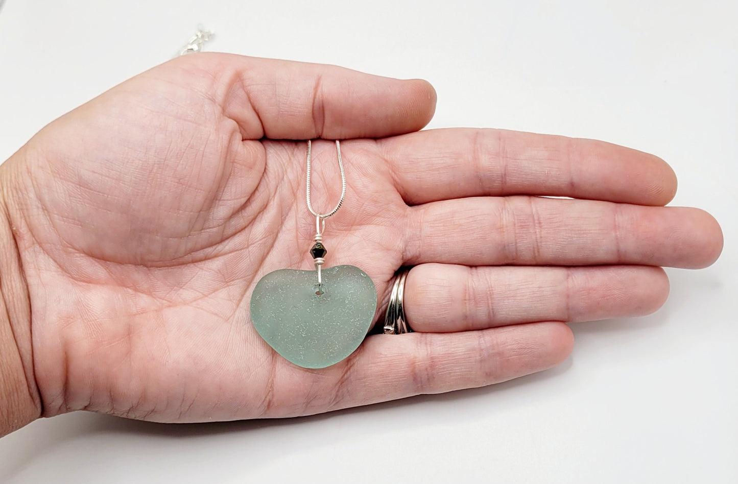 Genuine Sea Glass Pendant/Heart Sea Glass Pendant/Natural Heart Sea Glass Pendant/Anniversary Gift/Gift for her/Unique Gift/195