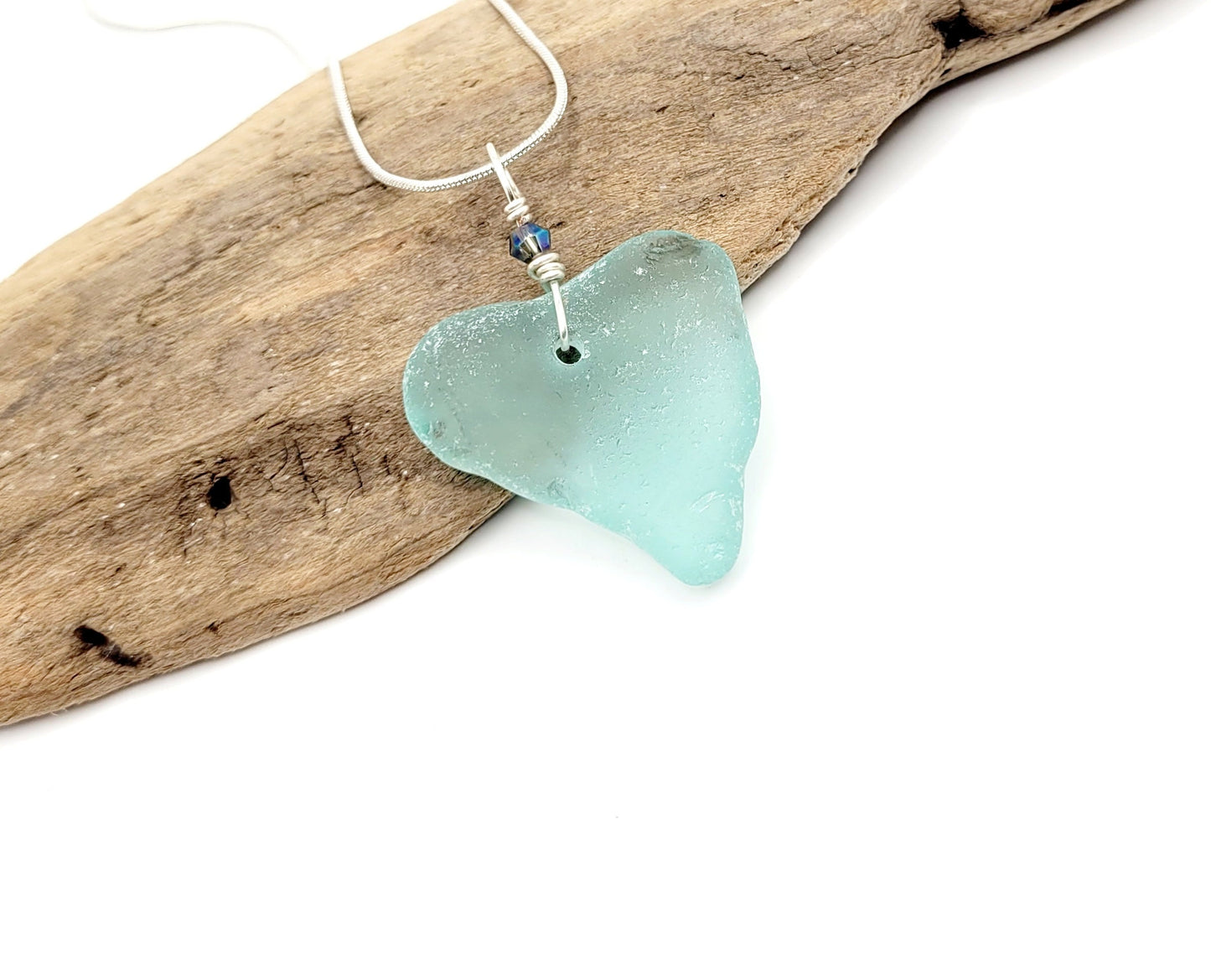 Genuine Sea Glass Pendant/Heart Sea Glass Pendant/Natural Heart Sea Glass Pendant/Anniversary Gift/Gift for her/Unique Gift/196