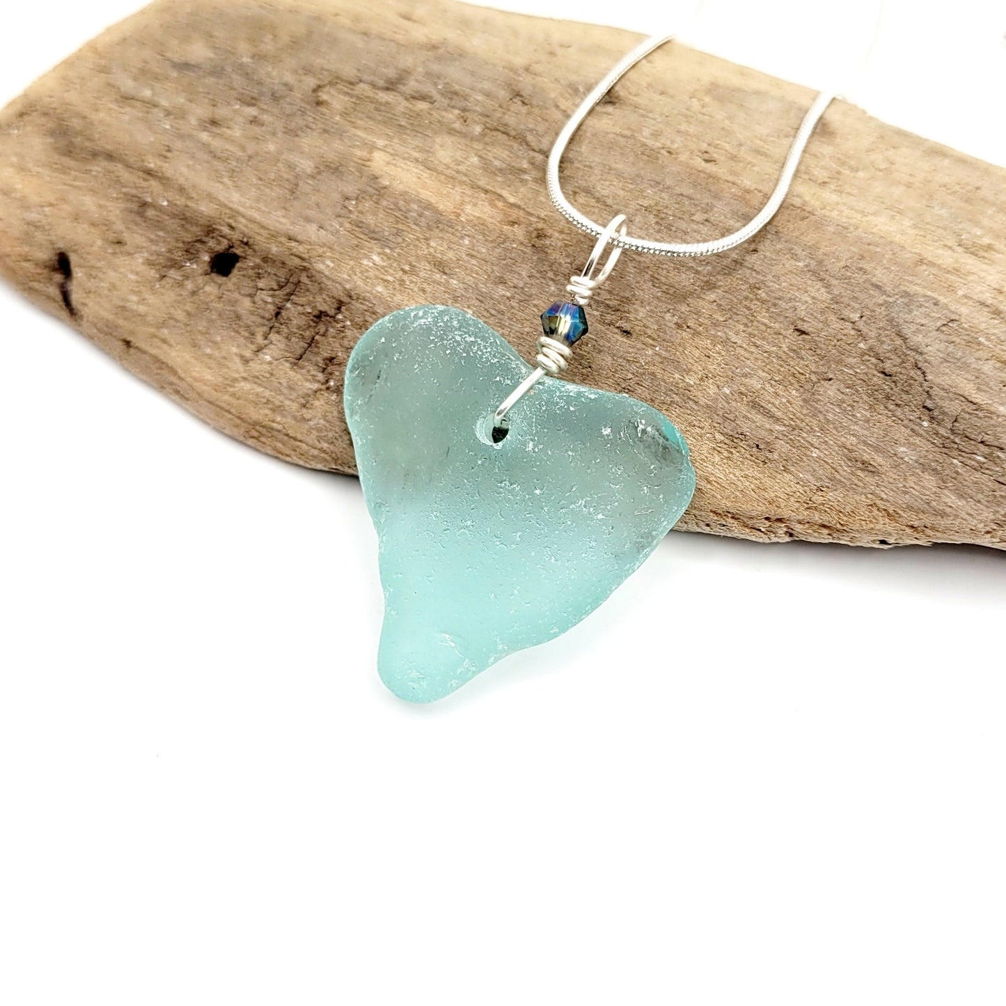 Genuine Sea Glass Pendant/Heart Sea Glass Pendant/Natural Heart Sea Glass Pendant/Anniversary Gift/Gift for her/Unique Gift/196