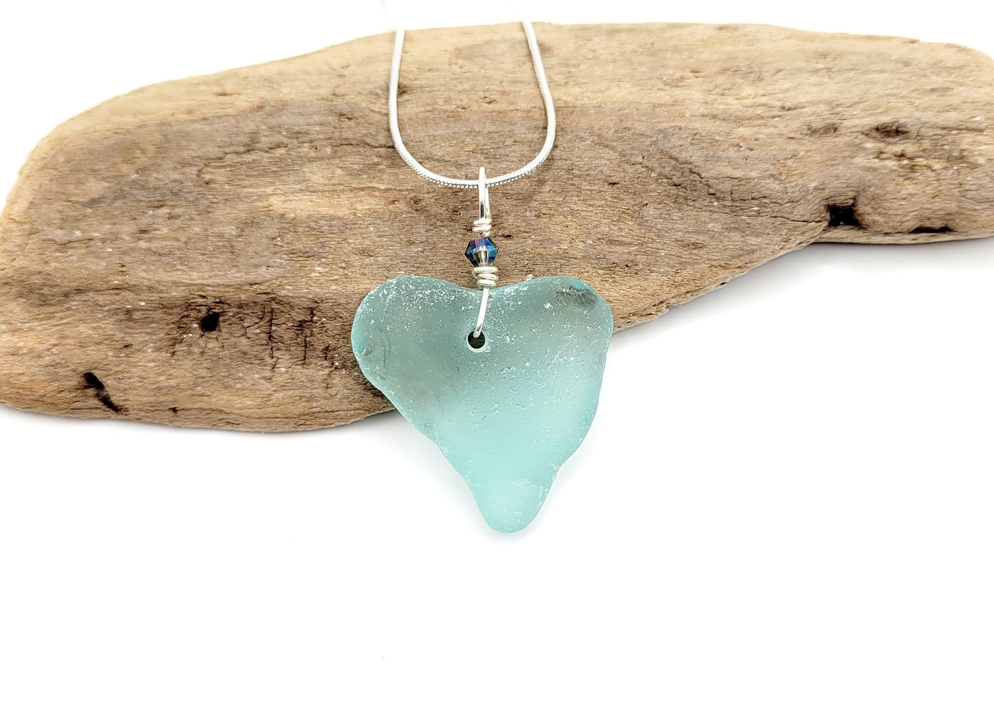 Genuine Sea Glass Pendant/Heart Sea Glass Pendant/Natural Heart Sea Glass Pendant/Anniversary Gift/Gift for her/Unique Gift/196