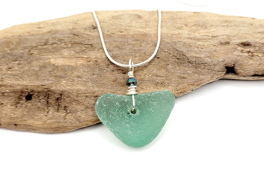 Genuine Sea Glass Pendant/Heart Sea Glass Pendant/Natural Heart Sea Glass Pendant/Anniversary Gift/Gift for her/Unique Gift/197