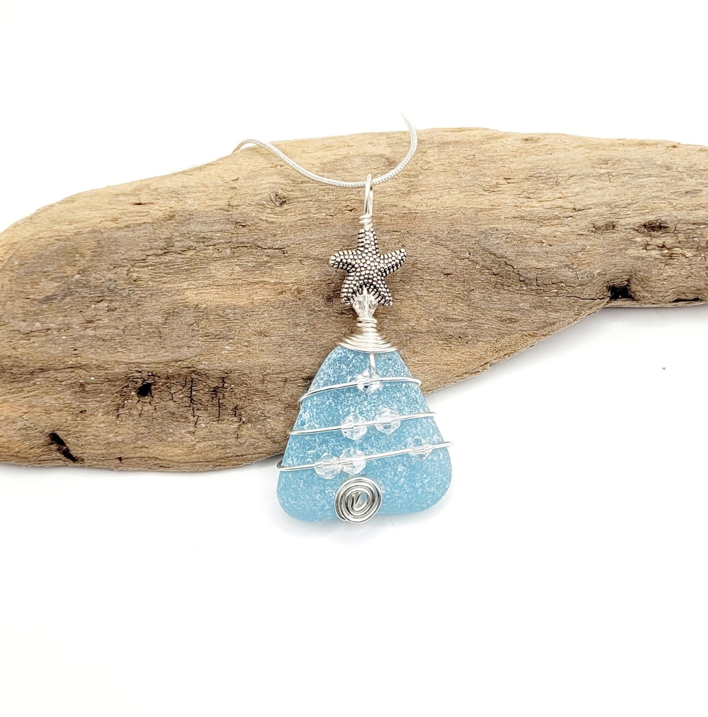 Genuine Sea Glass Christmas Tree Pendant/Sea Glass Christmas Tree Ornament/Coastal Ornament/Beach Decor/58