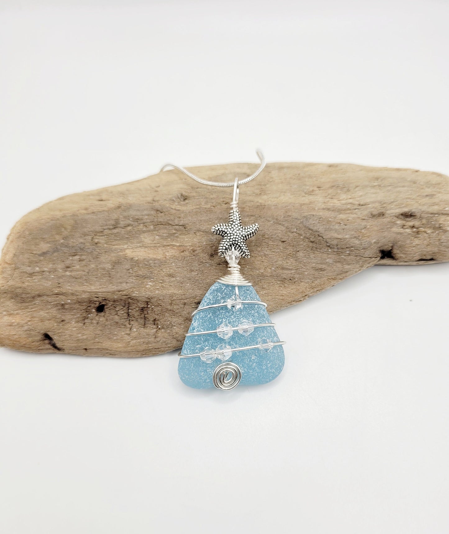 Genuine Sea Glass Christmas Tree Pendant/Sea Glass Christmas Tree Ornament/Coastal Ornament/Beach Decor/58