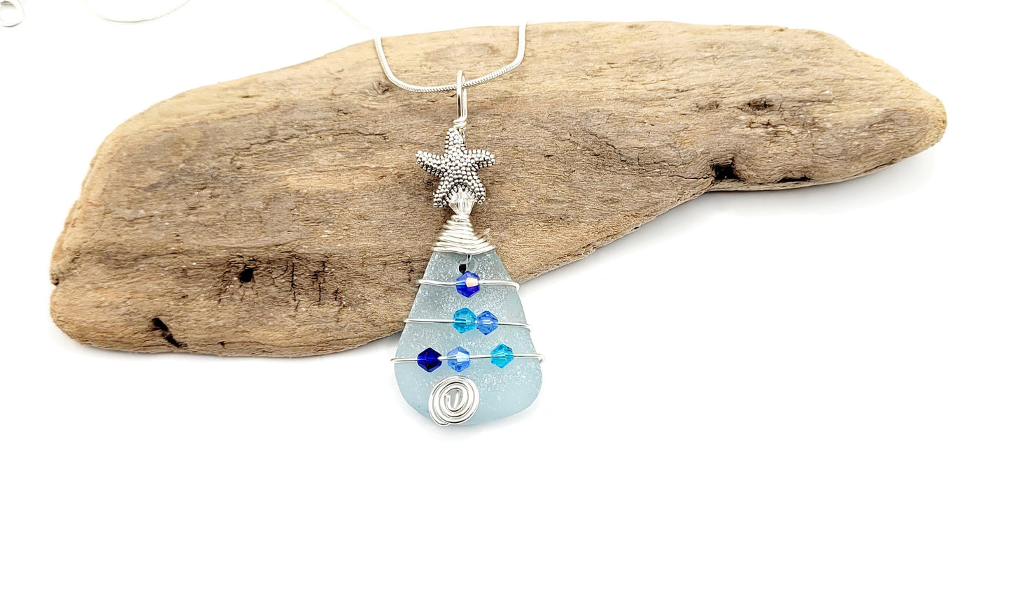 Genuine Sea Glass Christmas Tree Pendant/Sea Glass Christmas Tree Ornament/Coastal Ornament/Beach Decor/66