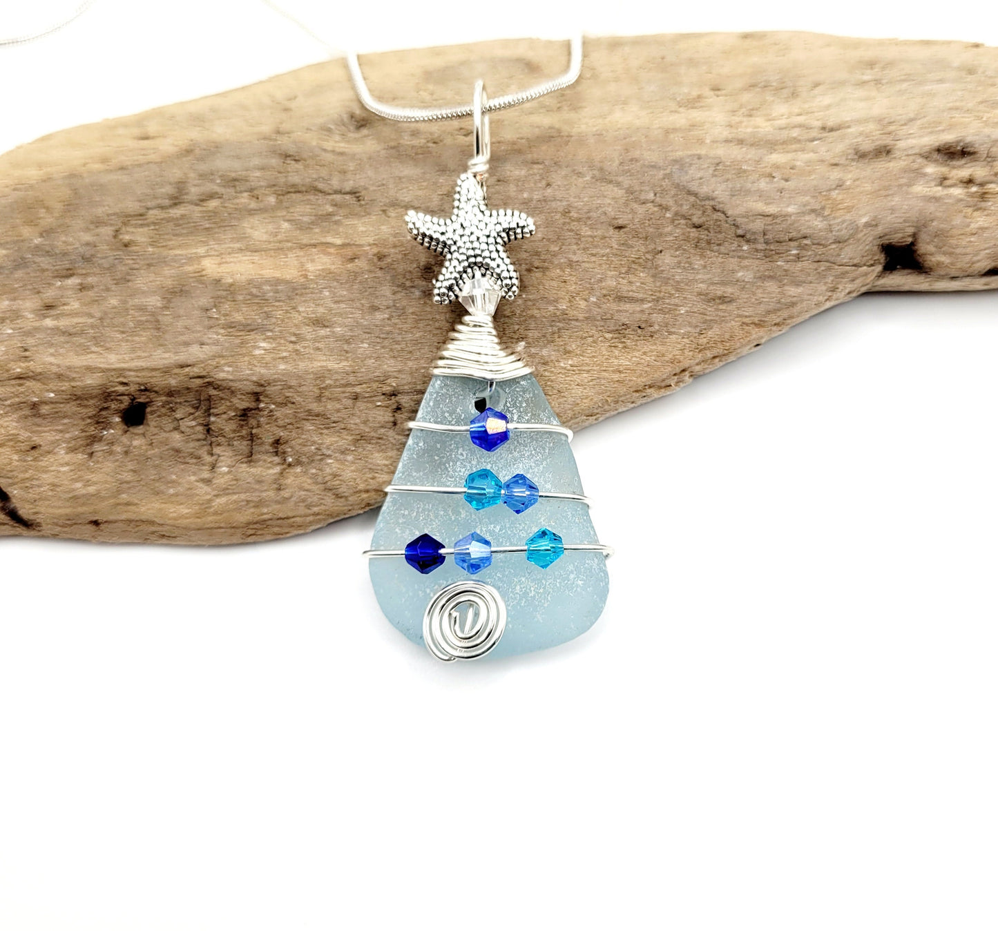 Genuine Sea Glass Christmas Tree Pendant/Sea Glass Christmas Tree Ornament/Coastal Ornament/Beach Decor/66