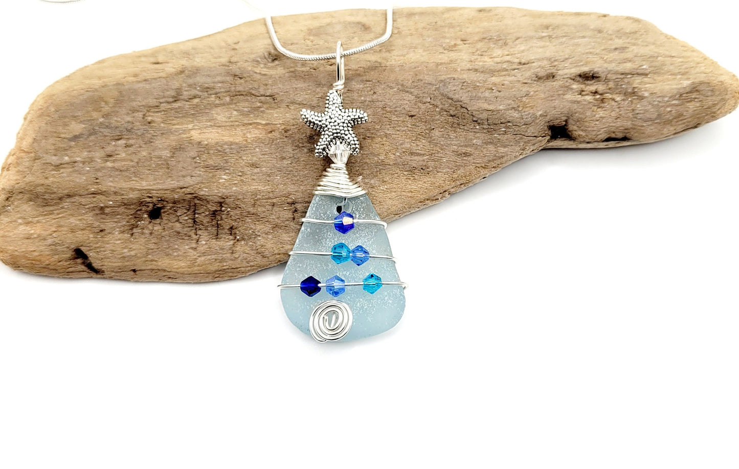 Genuine Sea Glass Christmas Tree Pendant/Sea Glass Christmas Tree Ornament/Coastal Ornament/Beach Decor/66