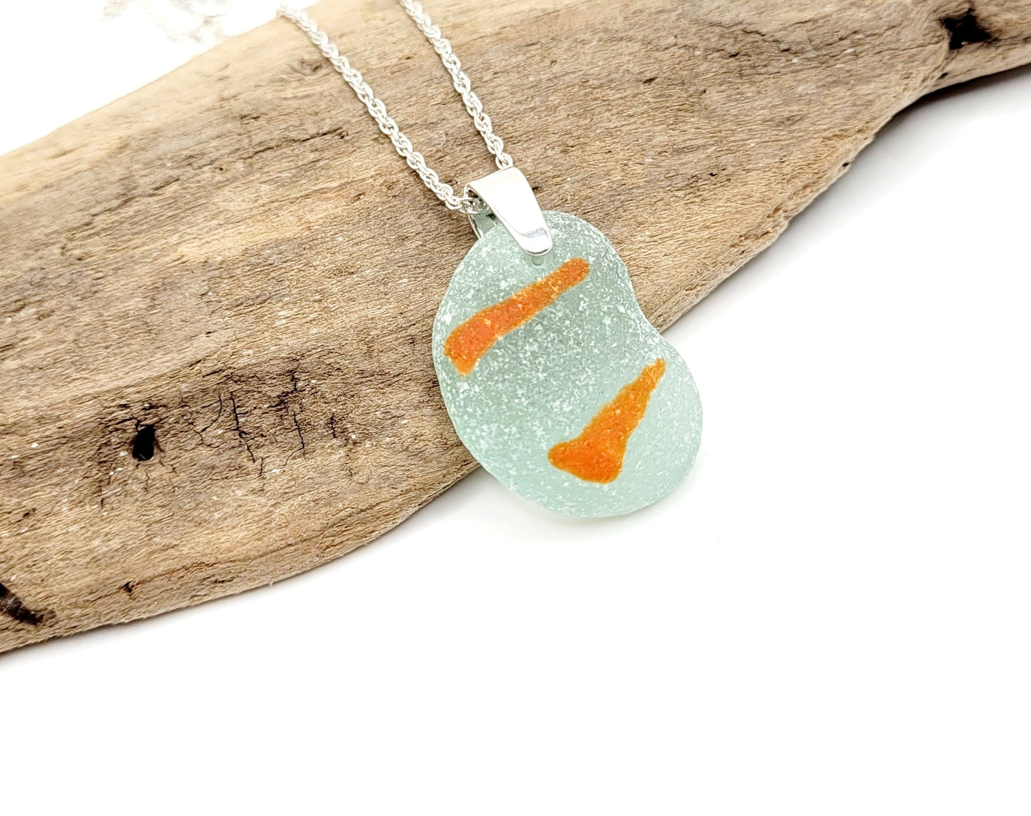 Genuine Sea Glass/Very Rare Art Glass Sea Glass/Sea Glass and Sterling Silver Necklace/Art Sea Glass Pendant/Genuine Sea Glass Jewelry/221