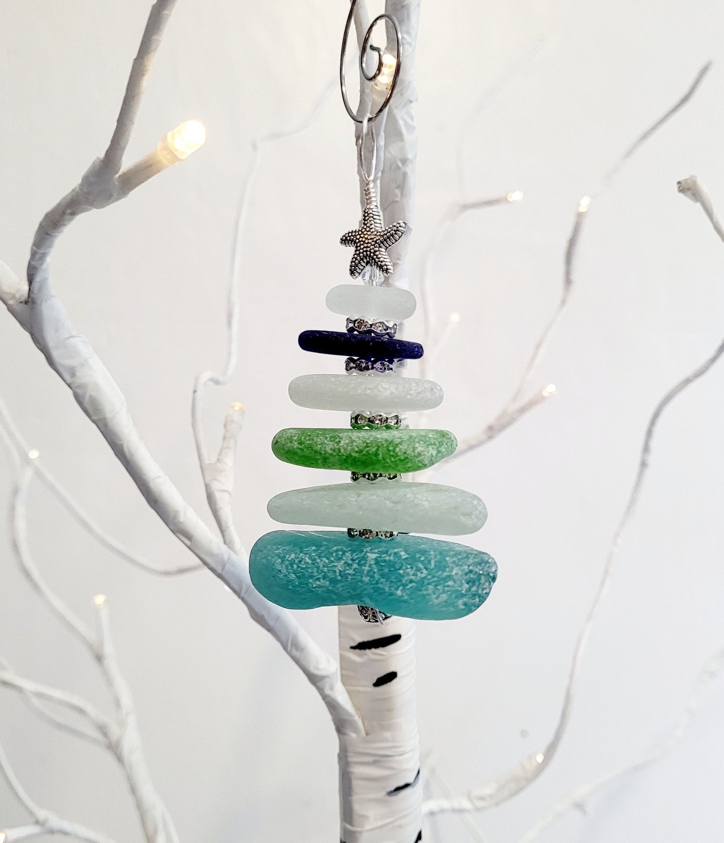 Sea Glass Christmas Tree Ornament/Sea Glass Pine Tree Ornament/Genuine Sea Glass Tree Ornament/183