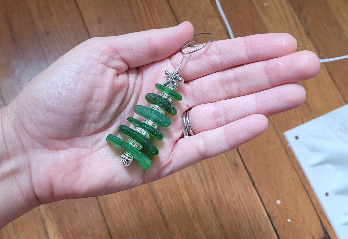 Sea Glass Christmas Tree Ornament/inches/Sea Glass Pine Tree Ornament/Genuine Sea Glass Tree Ornament/Coastal Christmas/Beach Christmas/4c