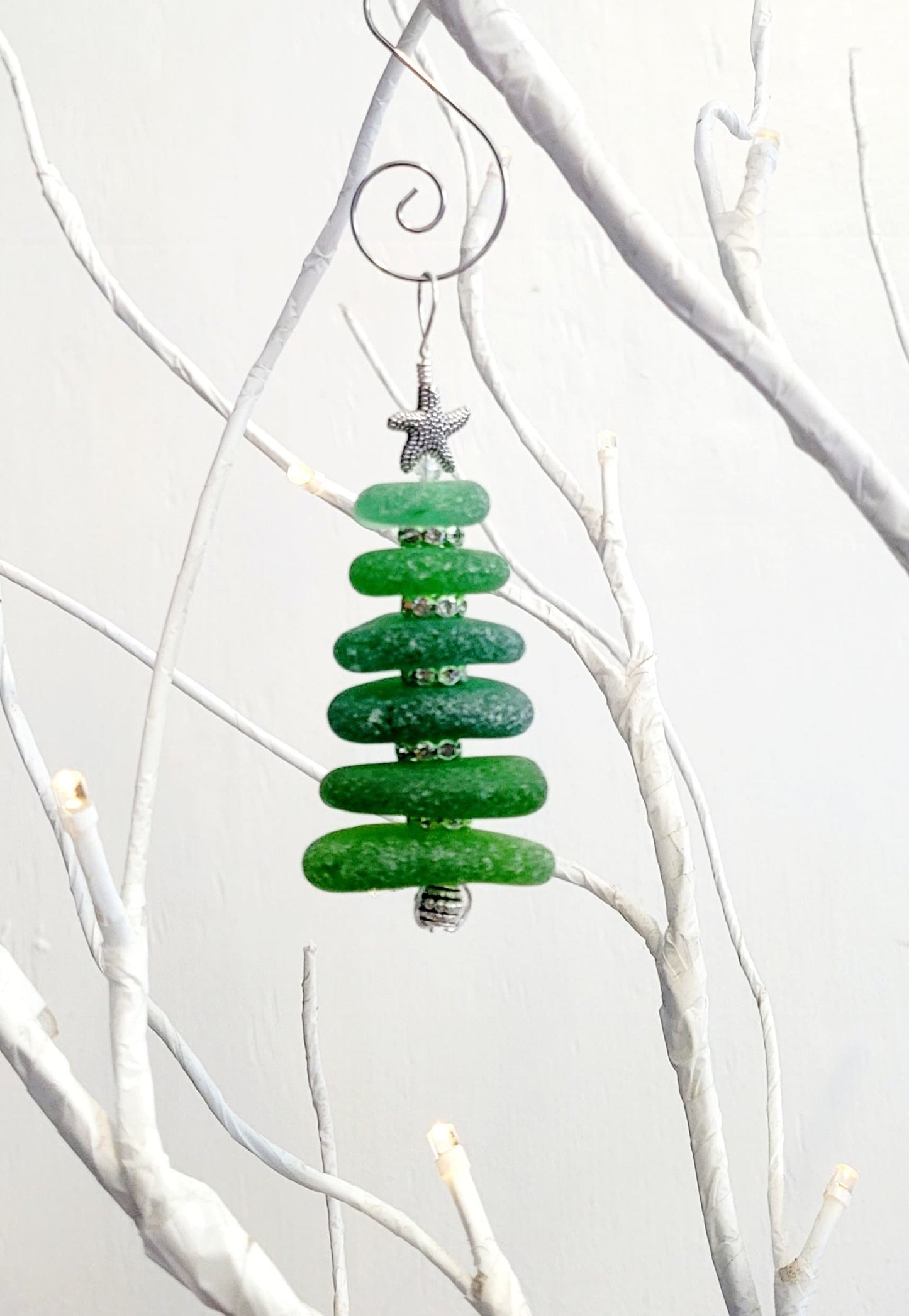 Sea Glass Christmas Tree Ornament/inches/Sea Glass Pine Tree Ornament/Genuine Sea Glass Tree Ornament/Coastal Christmas/Beach Christmas/4c