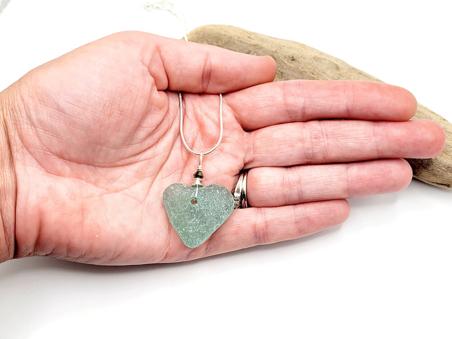 Genuine Sea Glass Pendant/Heart Sea Glass Pendant/Natural Heart Sea Glass Pendant/Anniversary Gift/Gift for her/Unique Gift/105