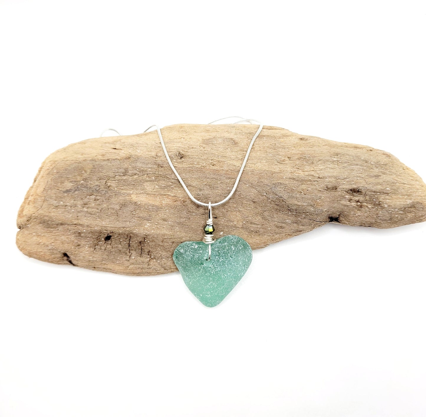 Genuine Sea Glass Pendant/Heart Sea Glass Pendant/Natural Heart Sea Glass Pendant/Anniversary Gift/Gift for her/Unique Gift/105