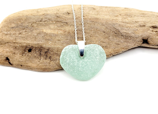 Genuine Sea Glass Pendant/Heart Sea Glass Pendant/Natural Heart Sea Glass Pendant/Anniversary Gift/Gift for her/Unique Gift/209