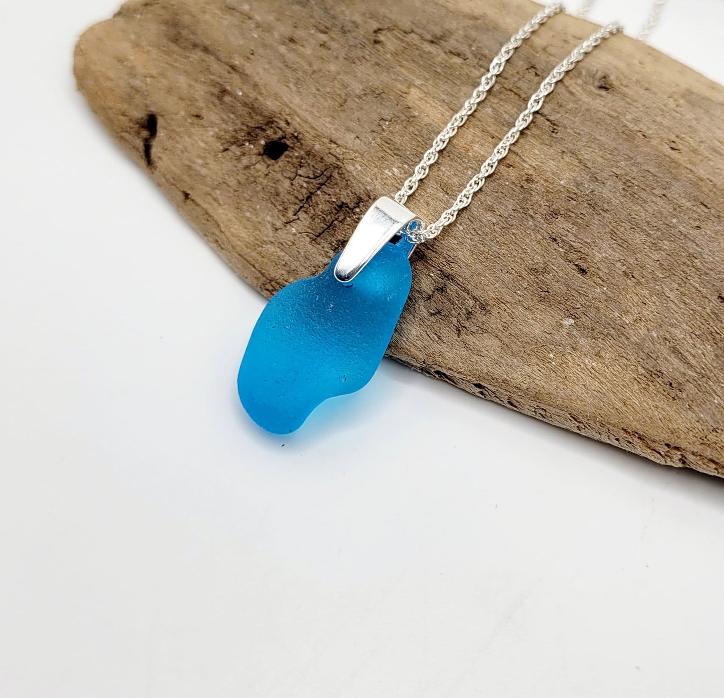 Rare Turquoise Genuine Sea Glass/Sea Glass and Sterling Silver Necklace/Turquoise Glass Sea Glass Pendant/Genuine Sea Glass Jewelry/207