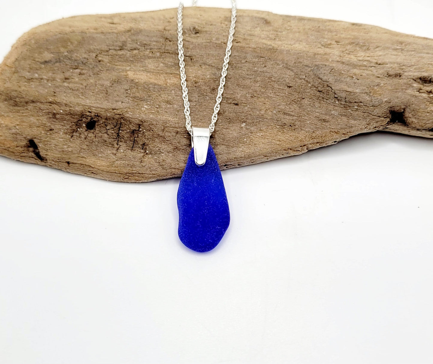 Rare Cobalt Blue Genuine Sea Glass/Sea Glass and Sterling Silver Necklace/Cobalt Glass Sea Glass Pendant/Genuine Sea Glass Jewelry/205