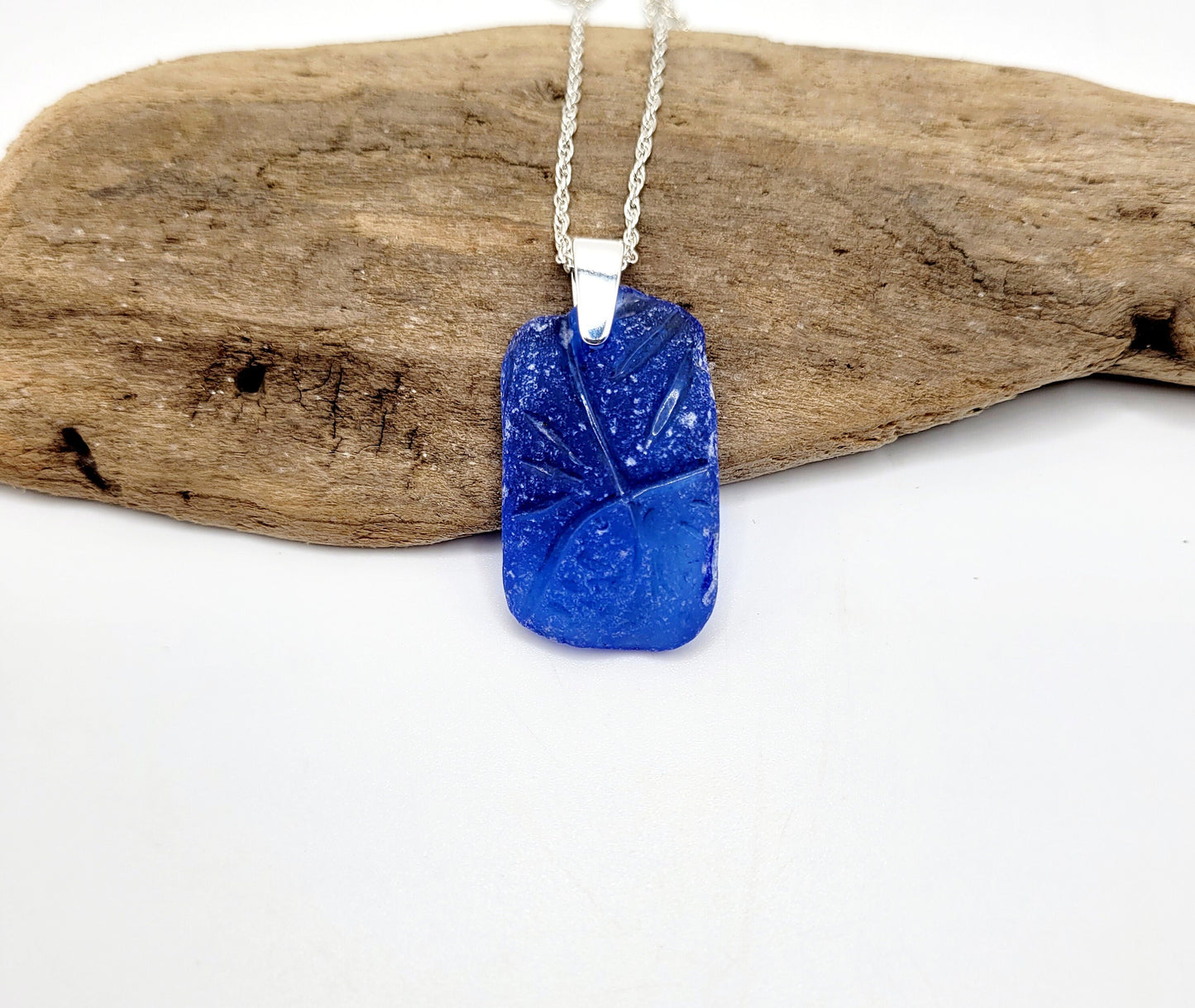 Rare Cobalt Blue Genuine Sea Glass/Sea Glass and Sterling Silver Necklace/Cobalt Glass Sea Glass Pendant/Genuine Sea Glass Jewelry/206