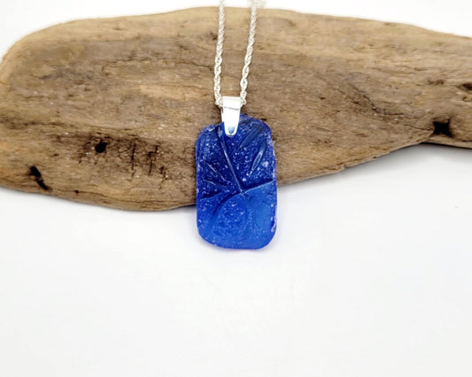 Rare Cobalt Blue Genuine Sea Glass/Sea Glass and Sterling Silver Necklace/Cobalt Glass Sea Glass Pendant/Genuine Sea Glass Jewelry/206