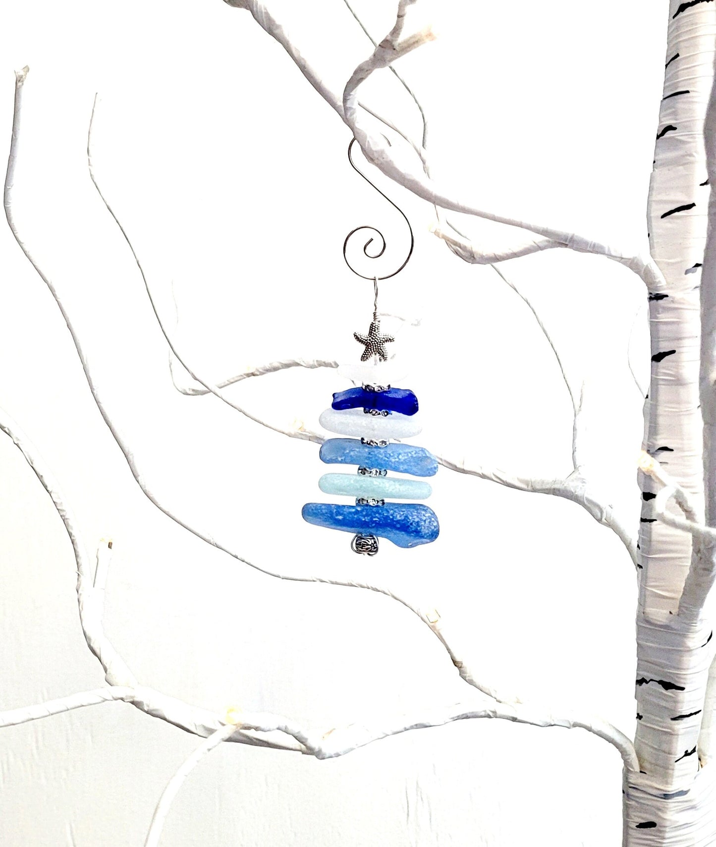 Sea Glass Christmas Tree Ornament/Sea Glass Pine Tree Ornament/Genuine Sea Glass Tree Ornament/297